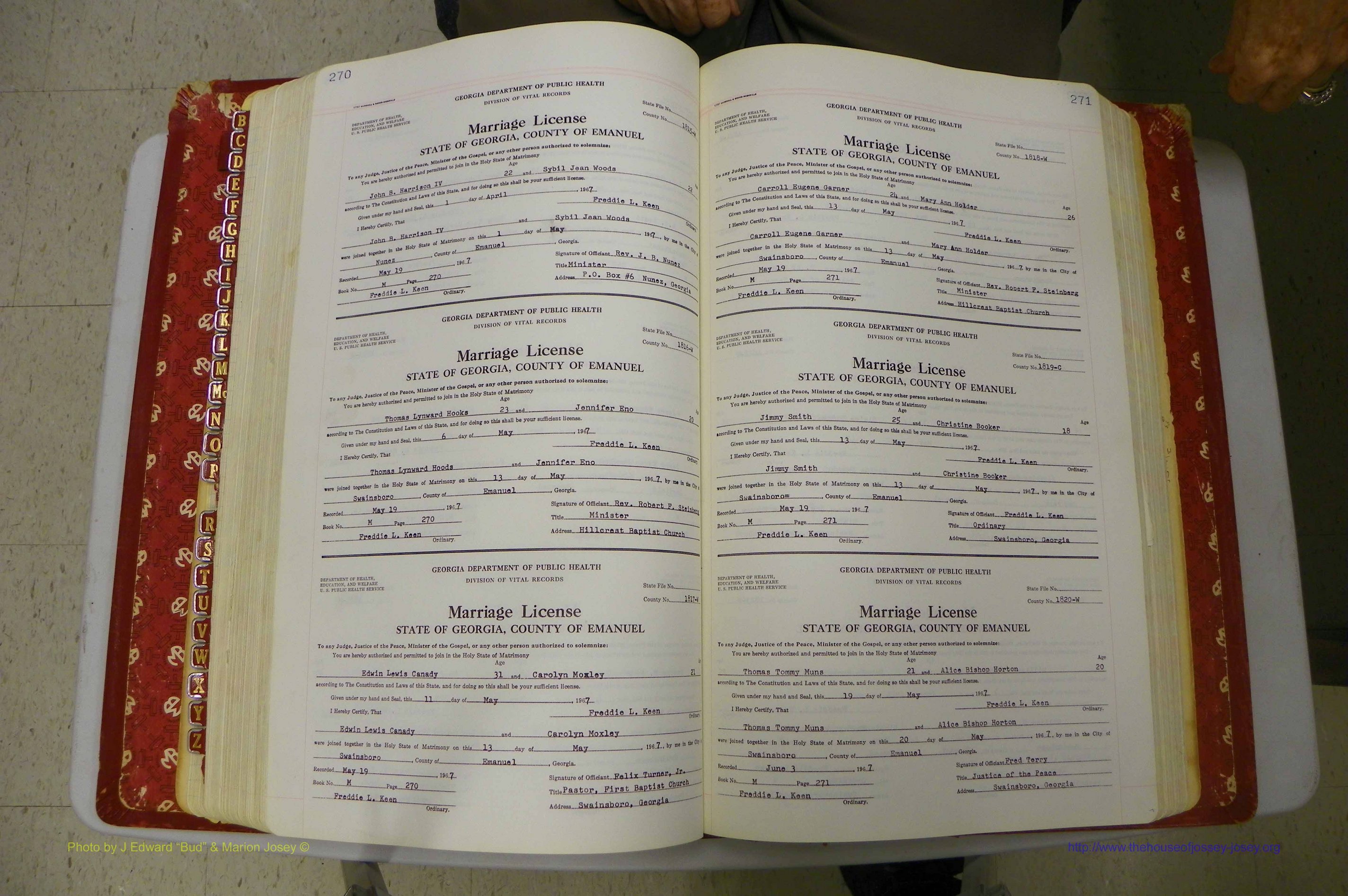 Emanuel Co, GA, Marriages Book M, 1962 - 1974, P 270-271.JPG