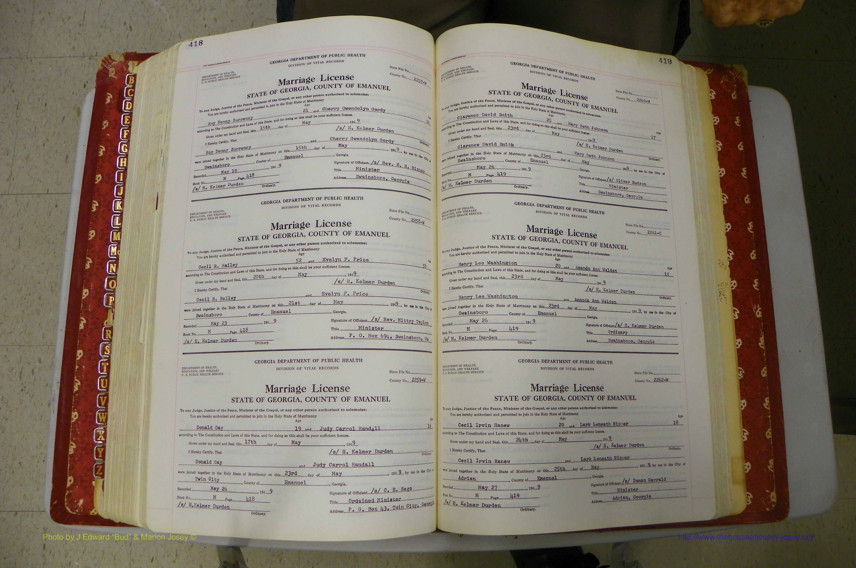 Emanuel Co, GA, Marriages Book M, 1962 - 1974, P 418-419.JPG