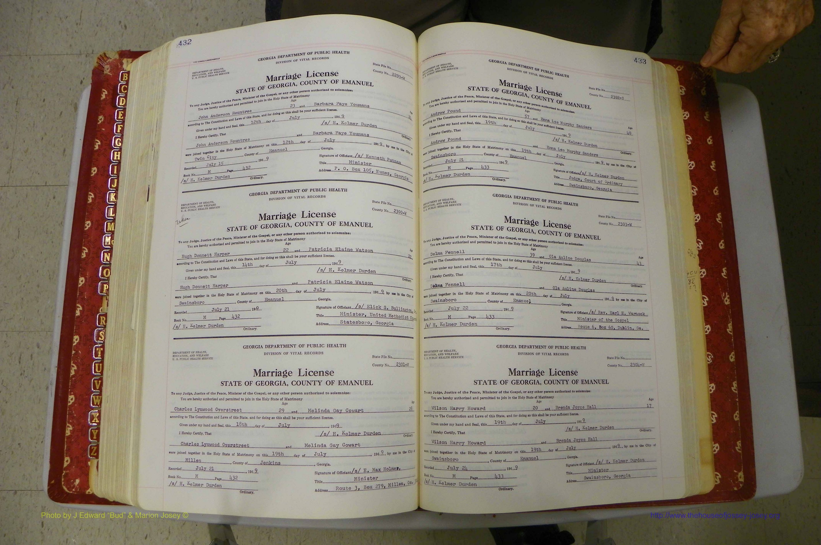 Emanuel Co, GA, Marriages Book M, 1962 - 1974, P 432-433.JPG