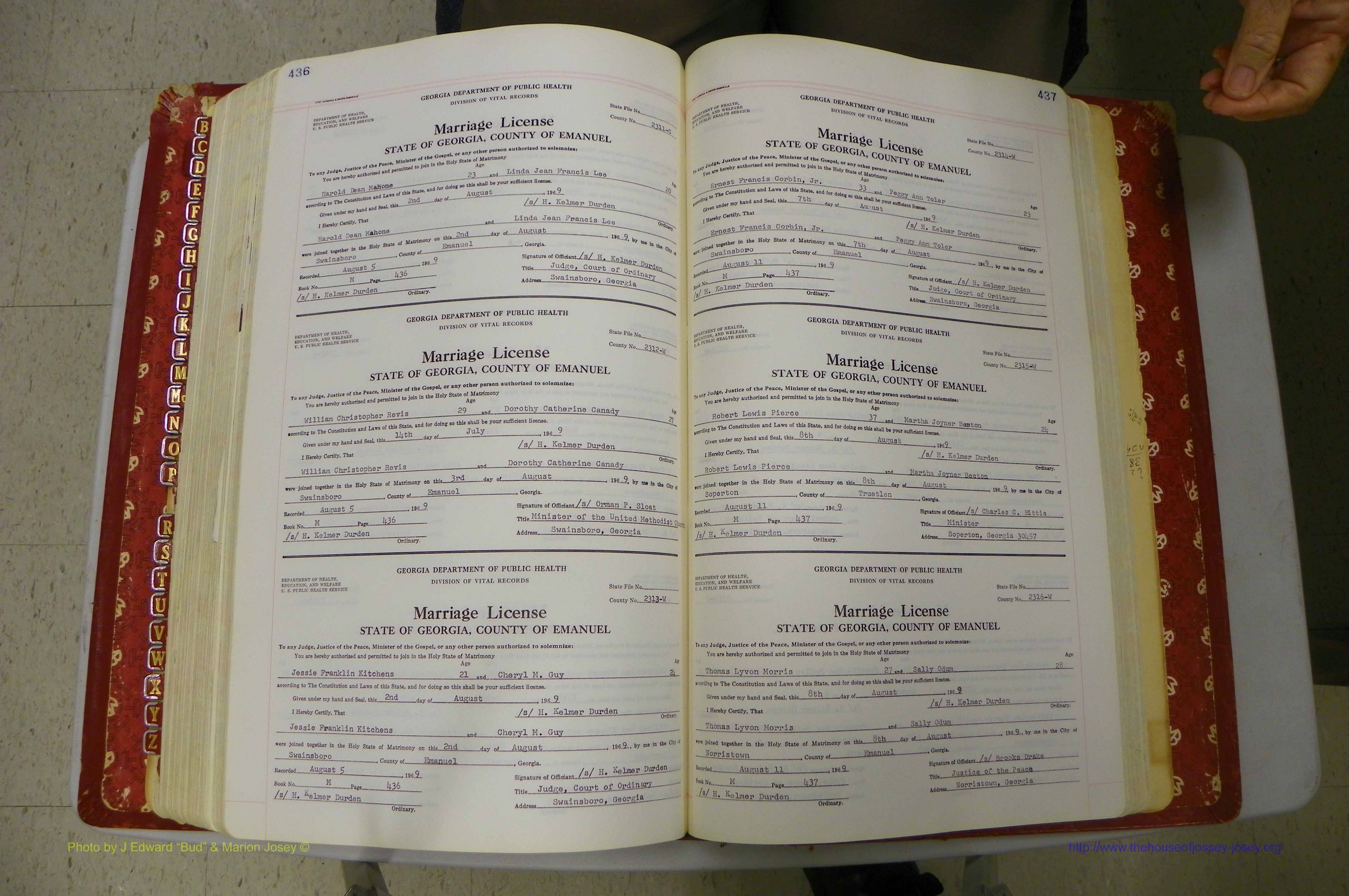 Emanuel Co, GA, Marriages Book M, 1962 - 1974, P 436-437.JPG