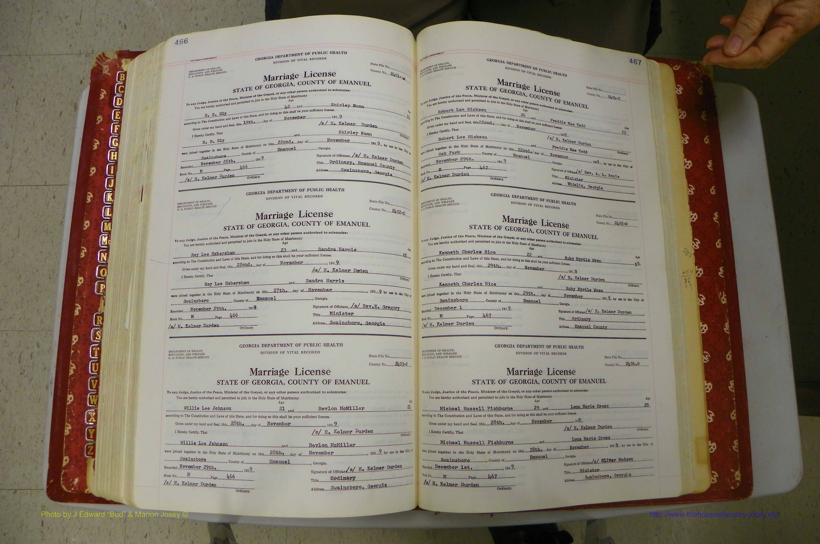 Emanuel Co, GA, Marriages Book M, 1962 - 1974, P 466-467.JPG