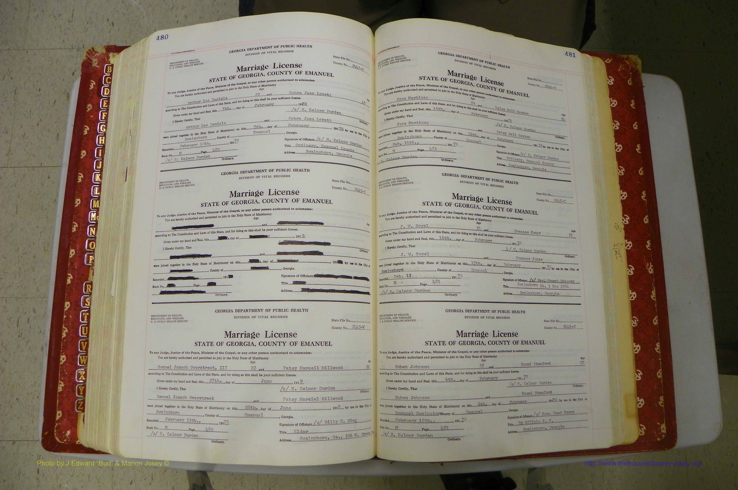 Emanuel Co, GA, Marriages Book M, 1962 - 1974, P 480-481.JPG