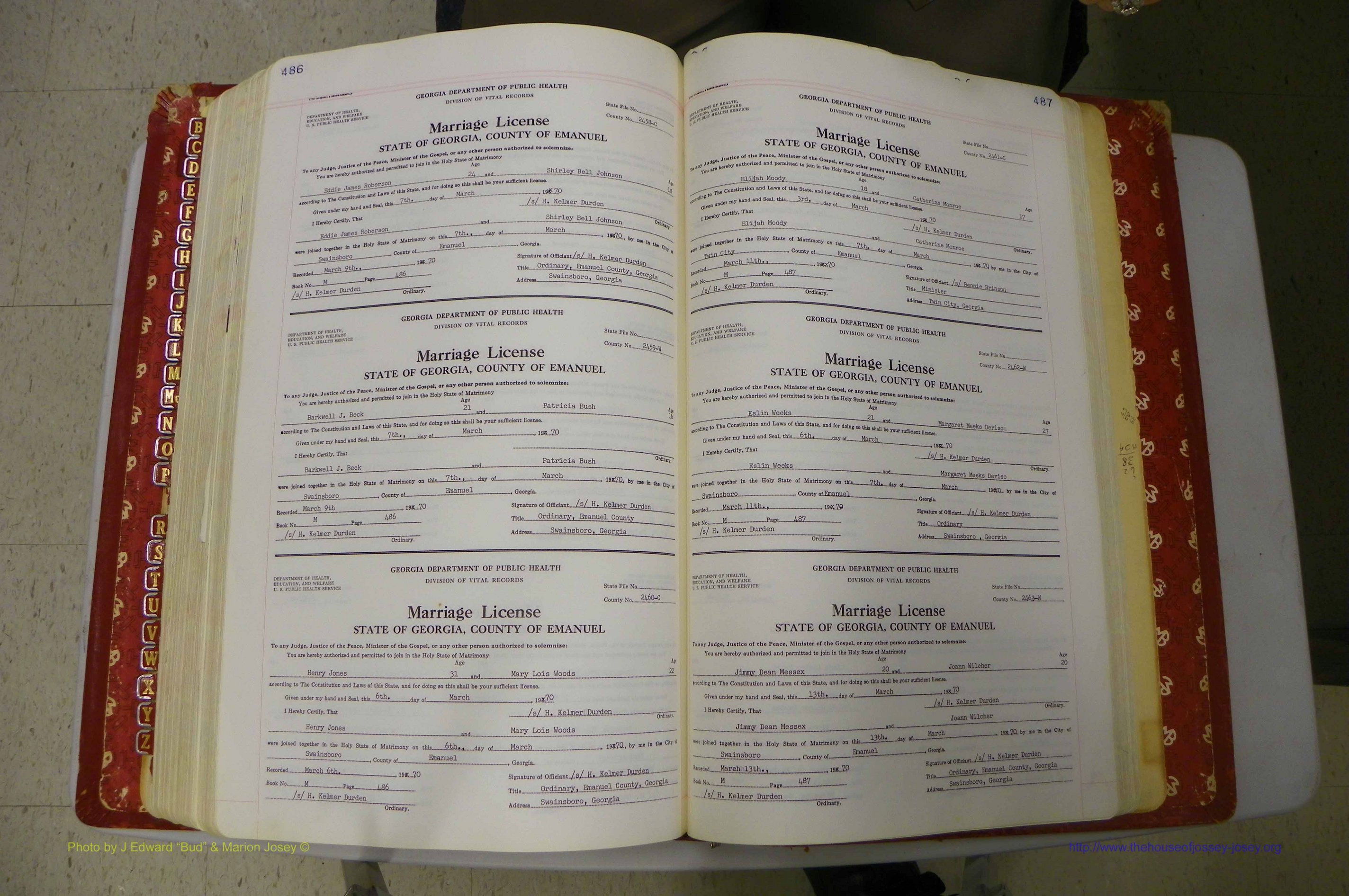 Emanuel Co, GA, Marriages Book M, 1962 - 1974, P 486-487.JPG