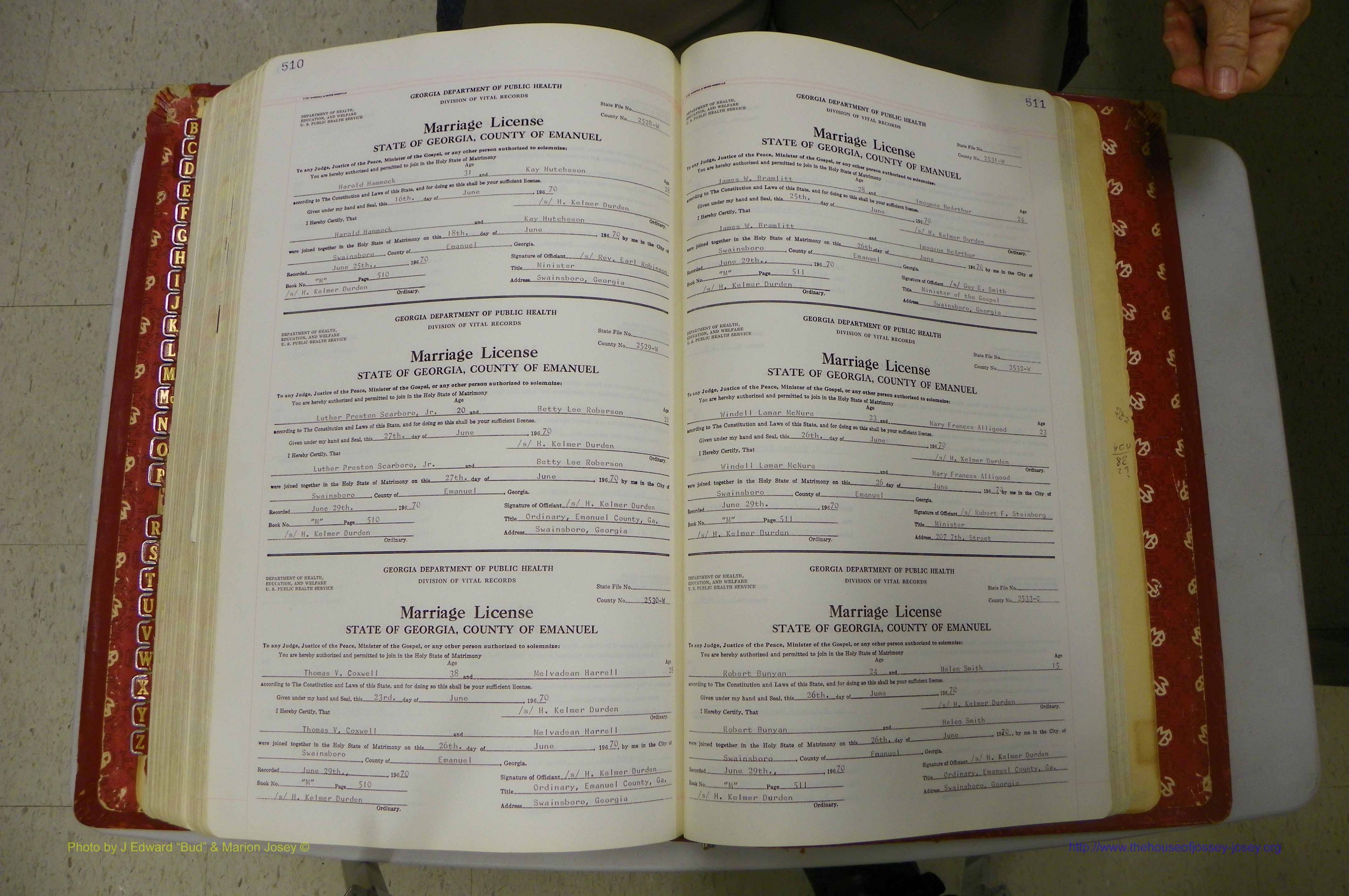 Emanuel Co, GA, Marriages Book M, 1962 - 1974, P 510-511.JPG