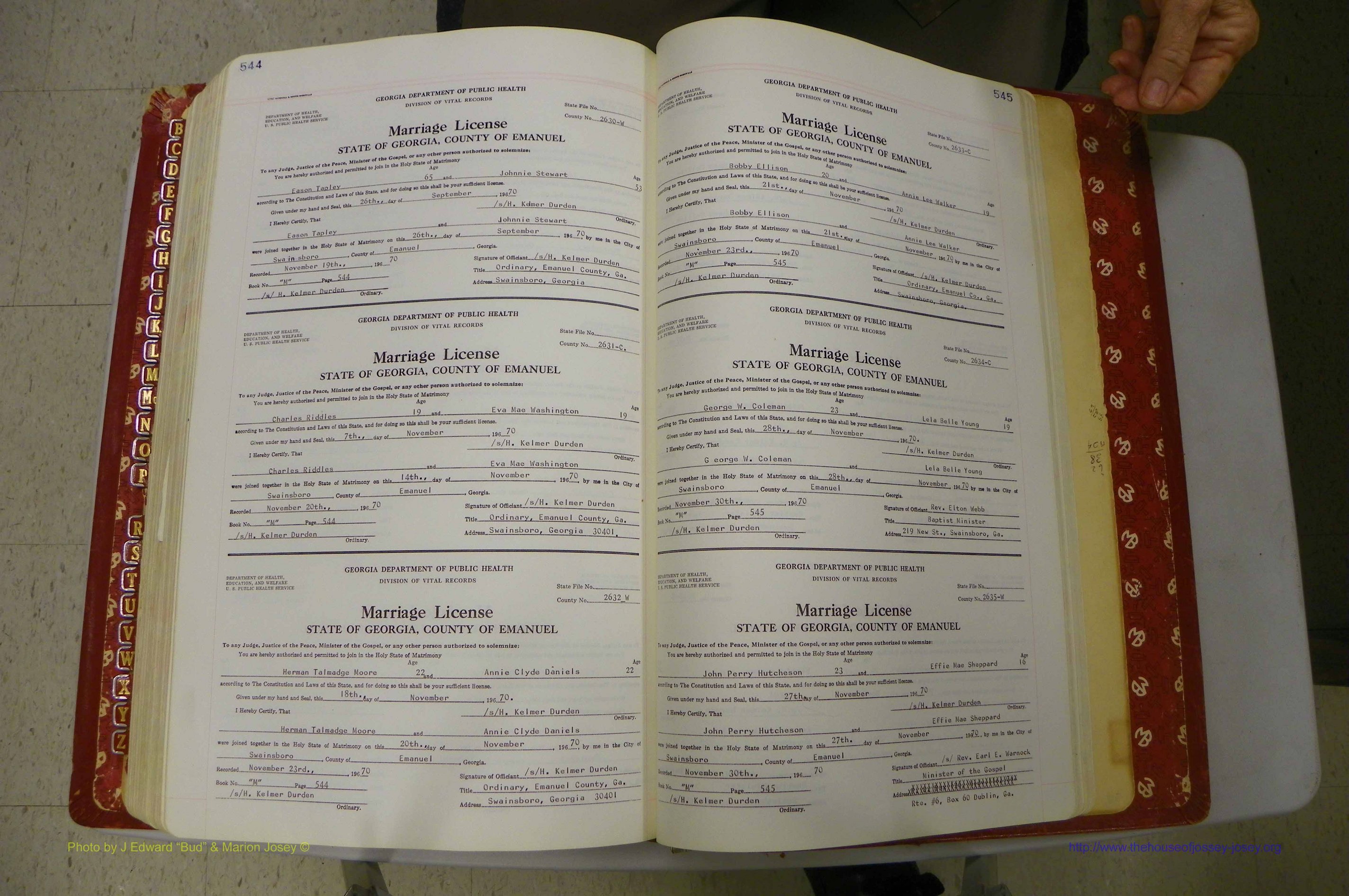Emanuel Co, GA, Marriages Book M, 1962 - 1974, P 544-545.JPG