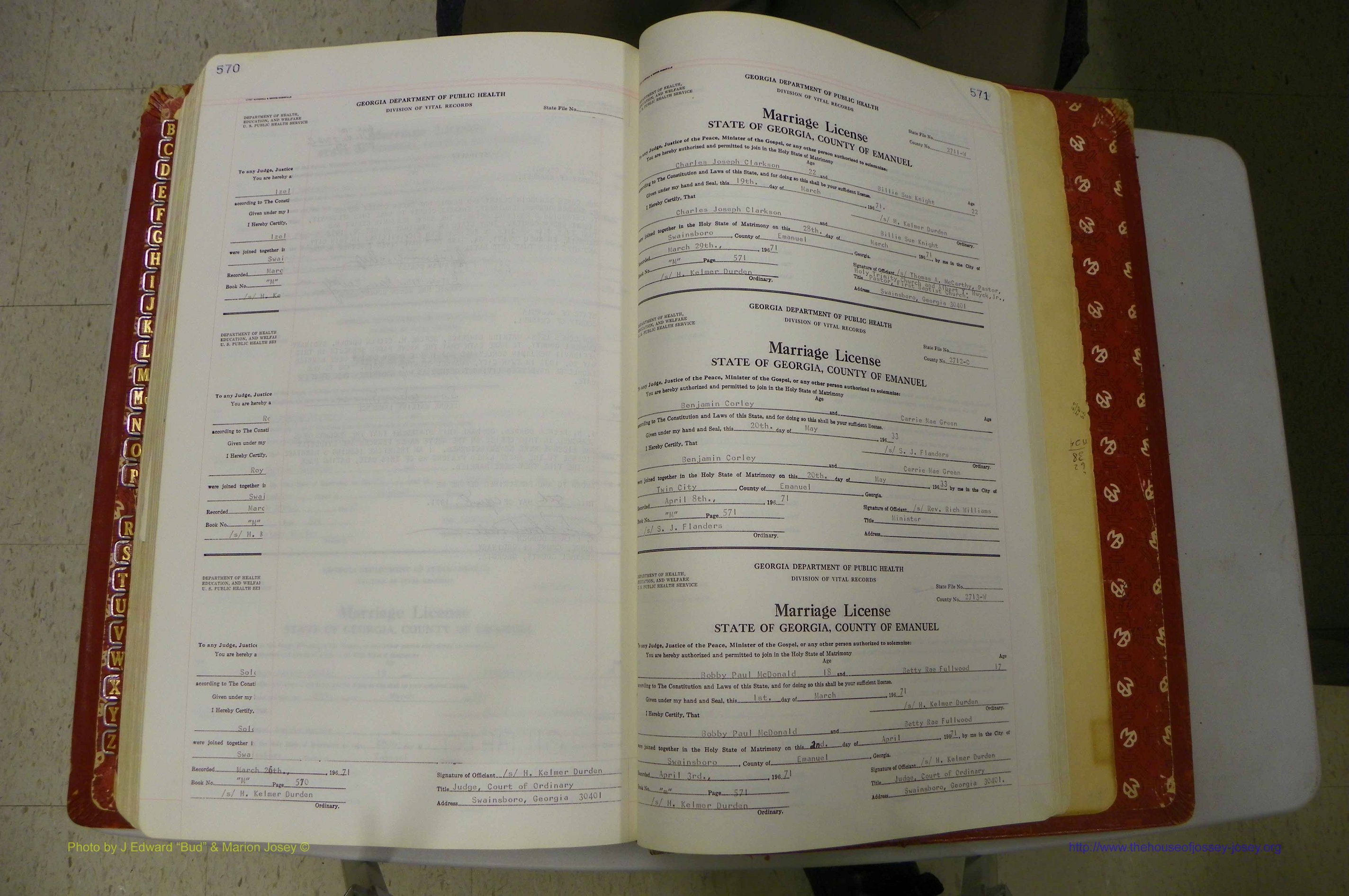 Emanuel Co, GA, Marriages Book M, 1962 - 1974, P 570-571a.JPG