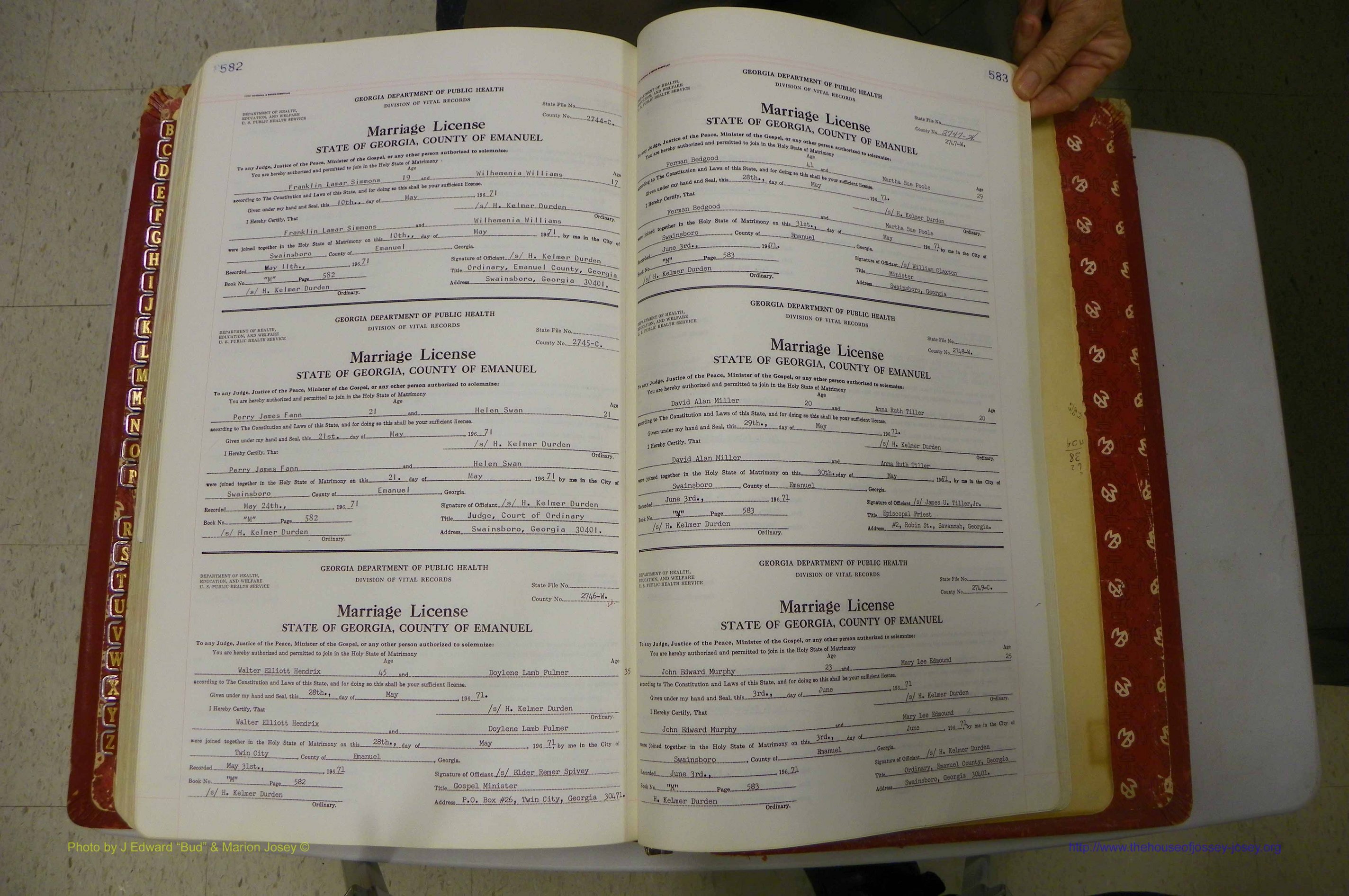 Emanuel Co, GA, Marriages Book M, 1962 - 1974, P 582-583.JPG