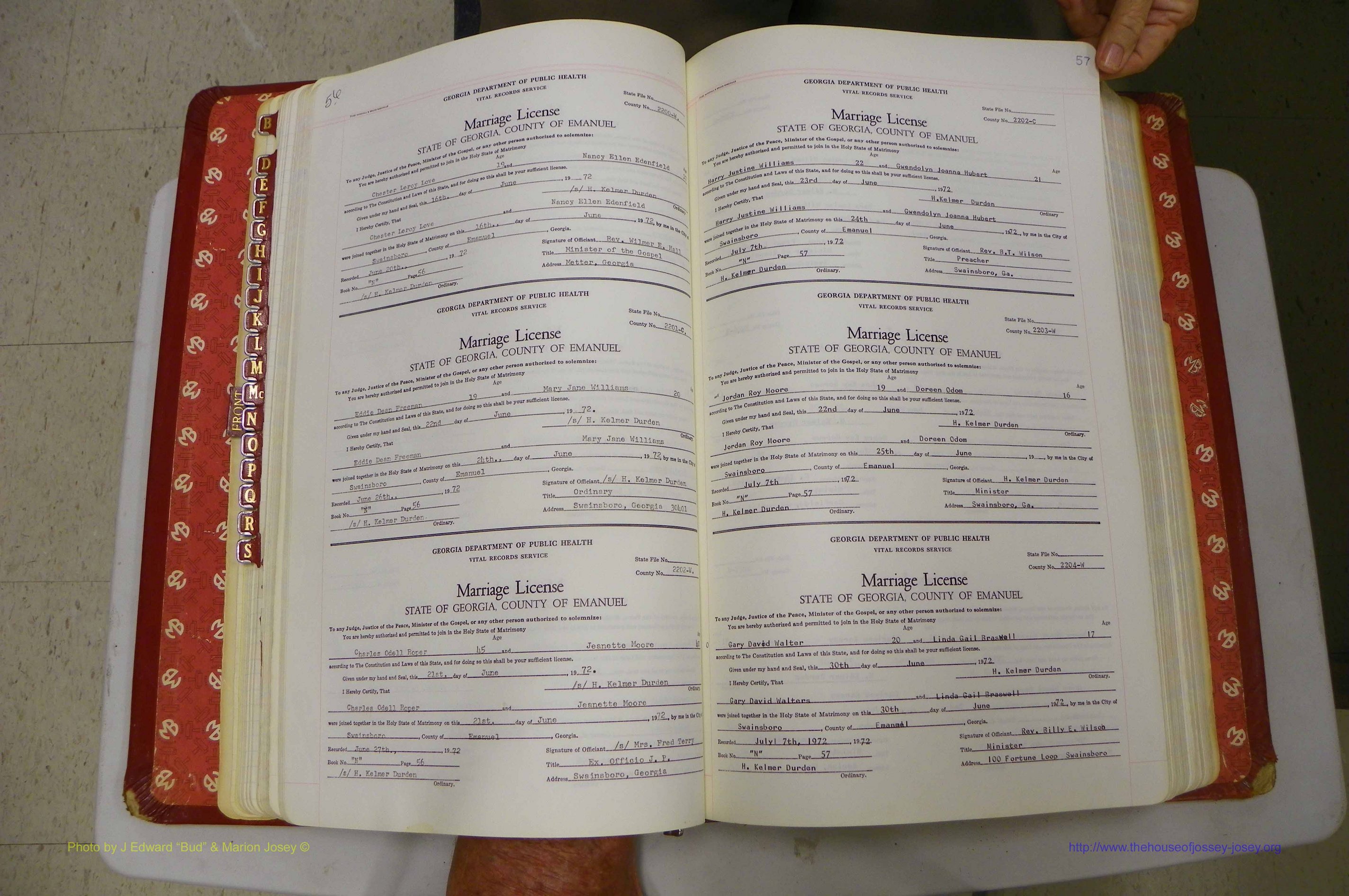 Emanuel Co, GA, Marriages Book N, 1971 - 1979, P 056-057.JPG