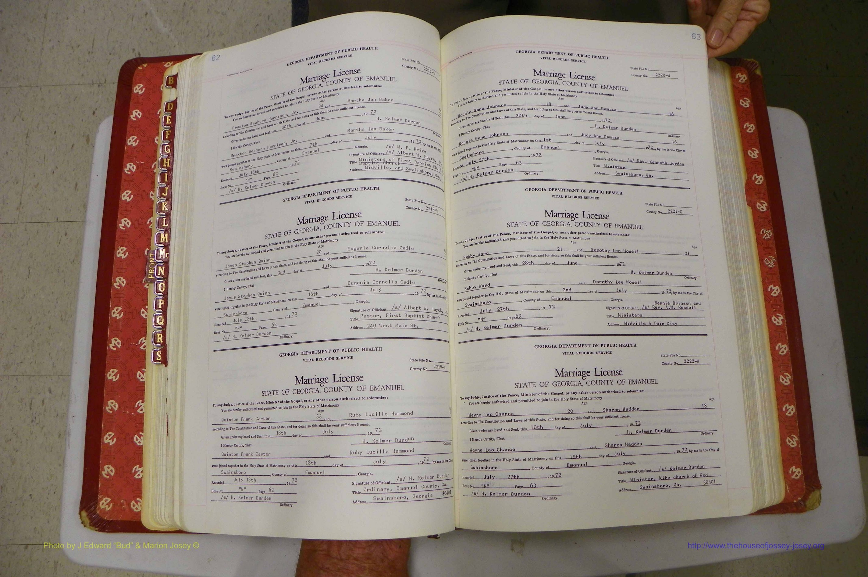 Emanuel Co, GA, Marriages Book N, 1971 - 1979, P 062-063.JPG