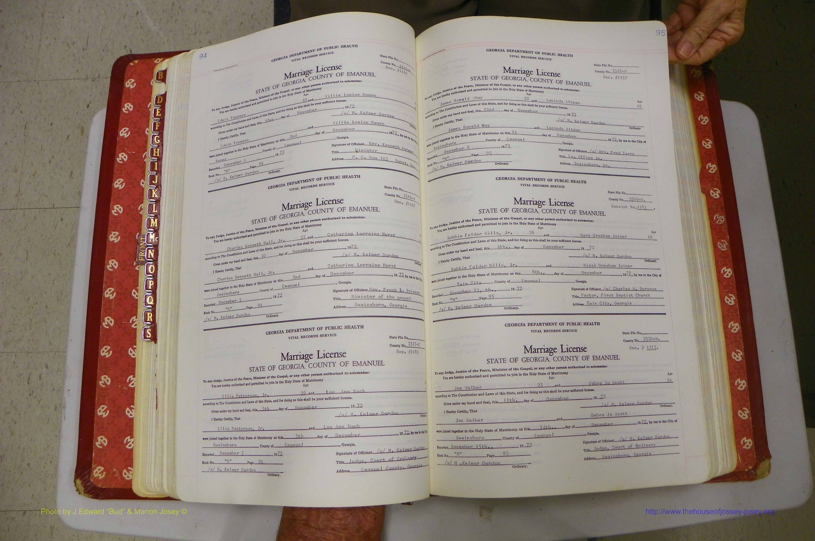 Emanuel Co, GA, Marriages Book N, 1971 - 1979, P 094-095.JPG