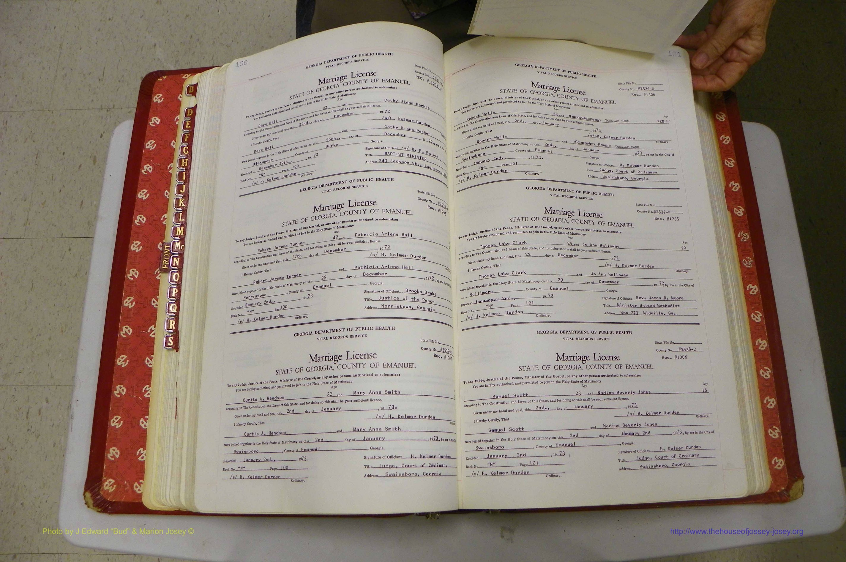 Emanuel Co, GA, Marriages Book N, 1971 - 1979, P 100-101a.JPG