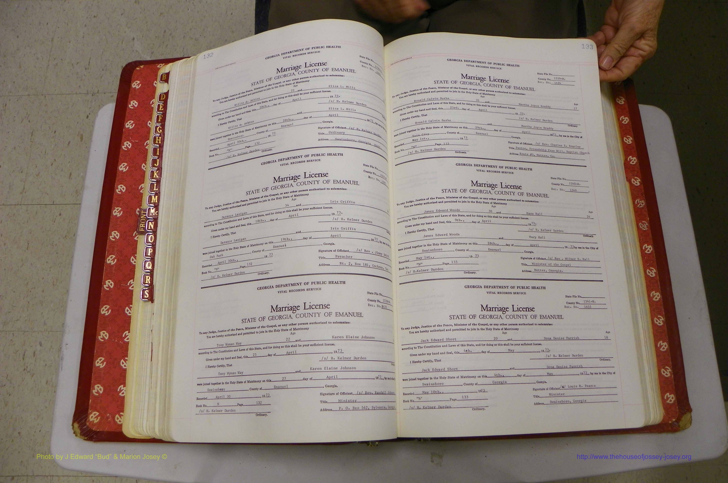 Emanuel Co, GA, Marriages Book N, 1971 - 1979, P 132-133.JPG
