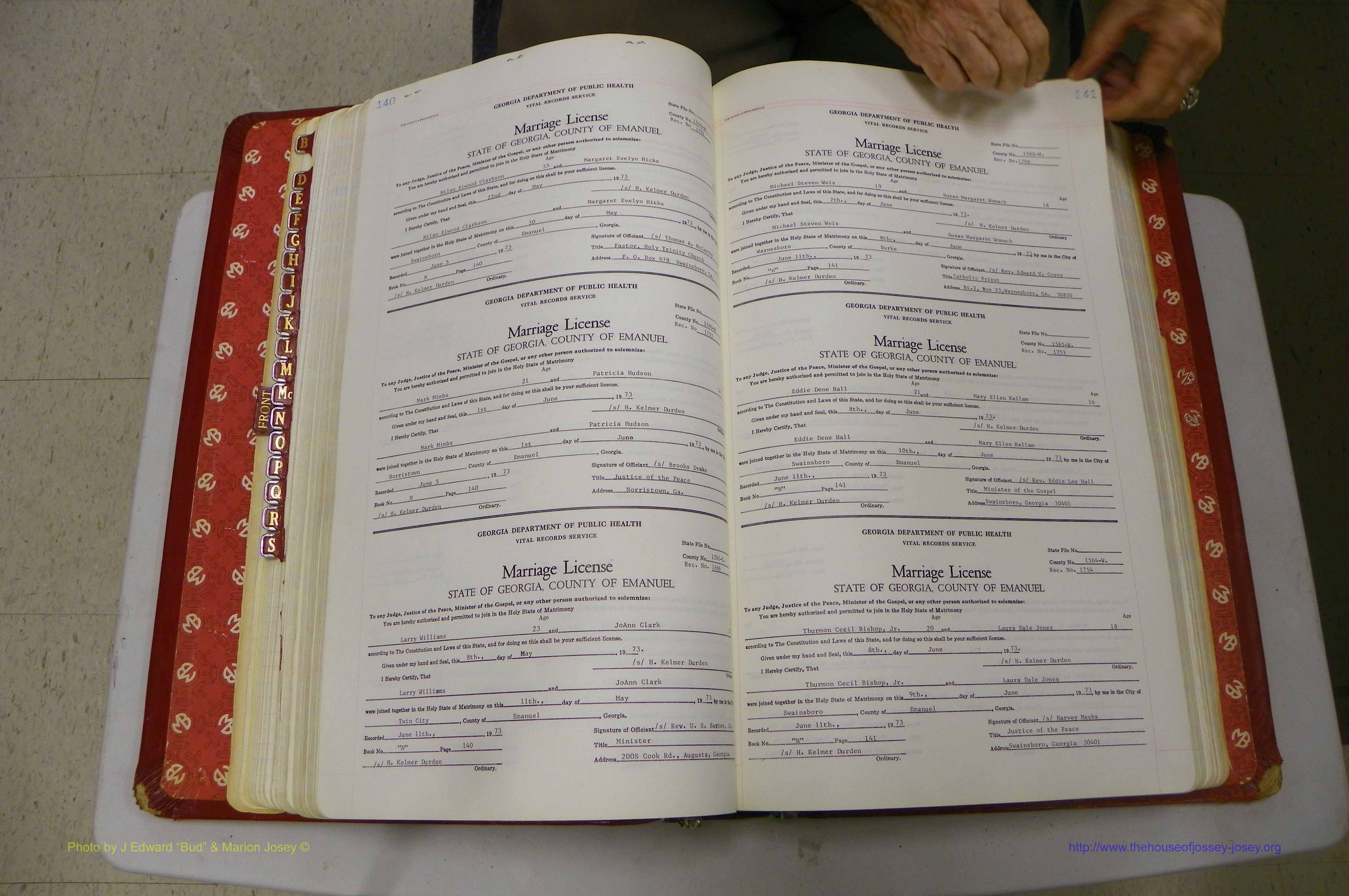 Emanuel Co, GA, Marriages Book N, 1971 - 1979, P 140-141.JPG