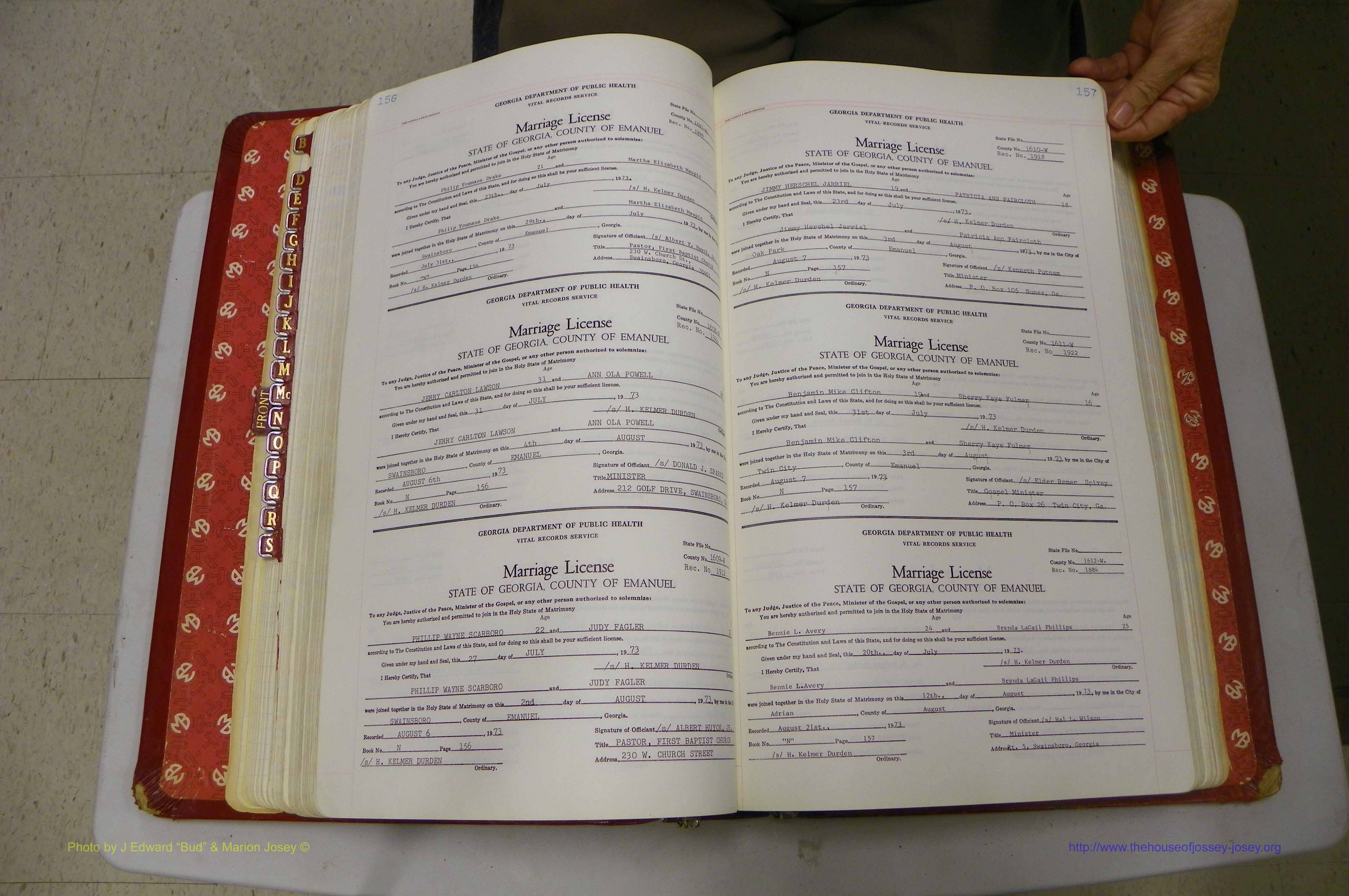 Emanuel Co, GA, Marriages Book N, 1971 - 1979, P 156-157.JPG