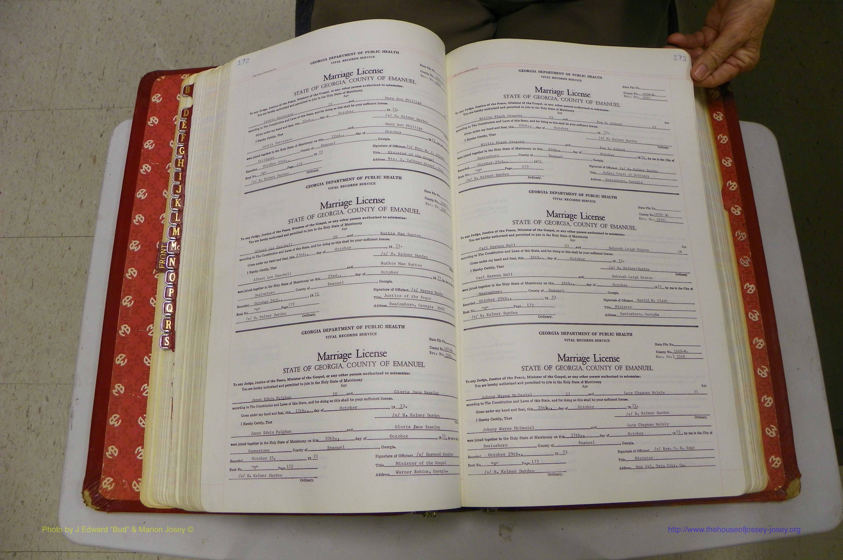 Emanuel Co, GA, Marriages Book N, 1971 - 1979, P 172-173.JPG