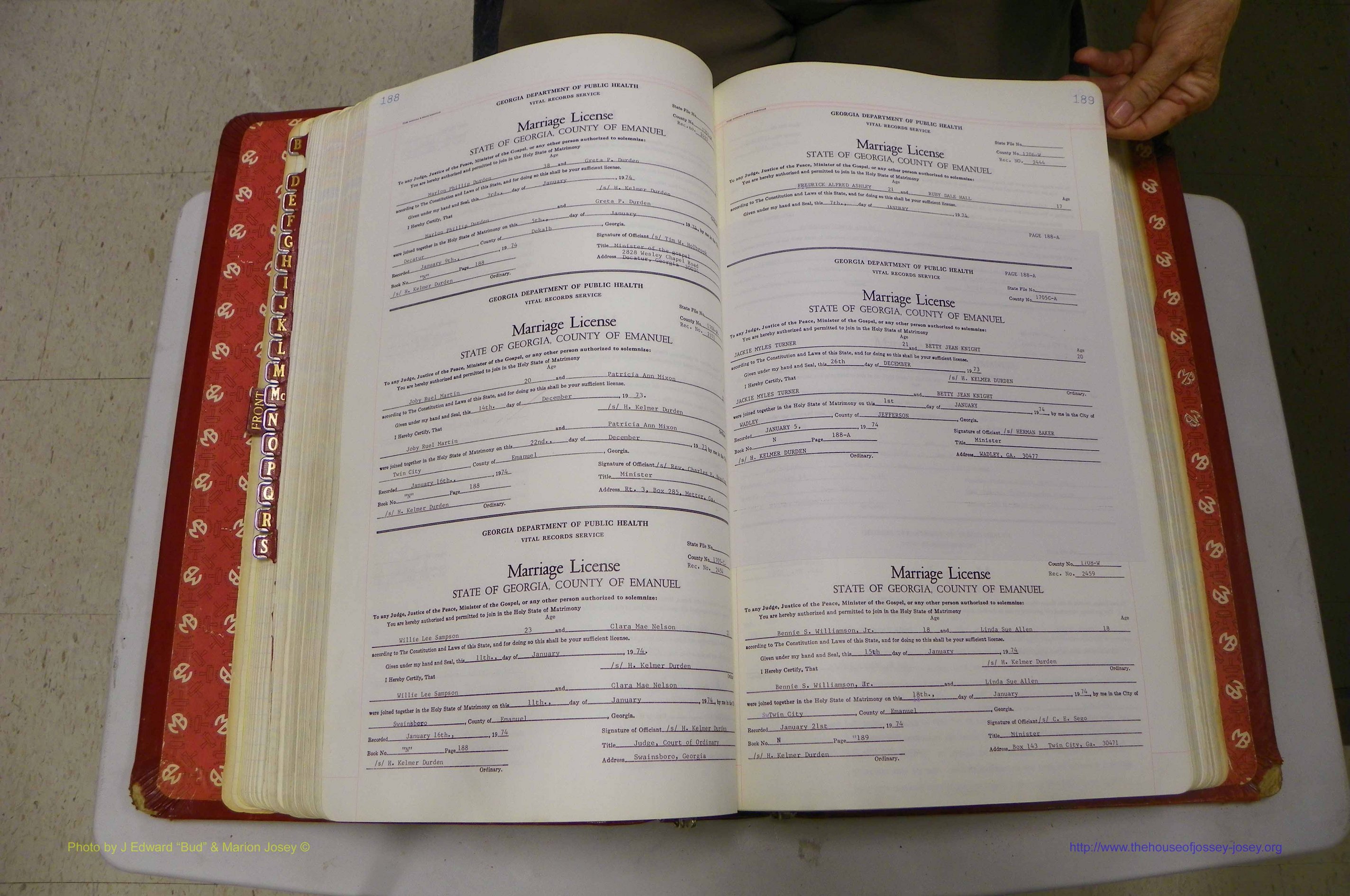 Emanuel Co, GA, Marriages Book N, 1971 - 1979, P 188-189.JPG