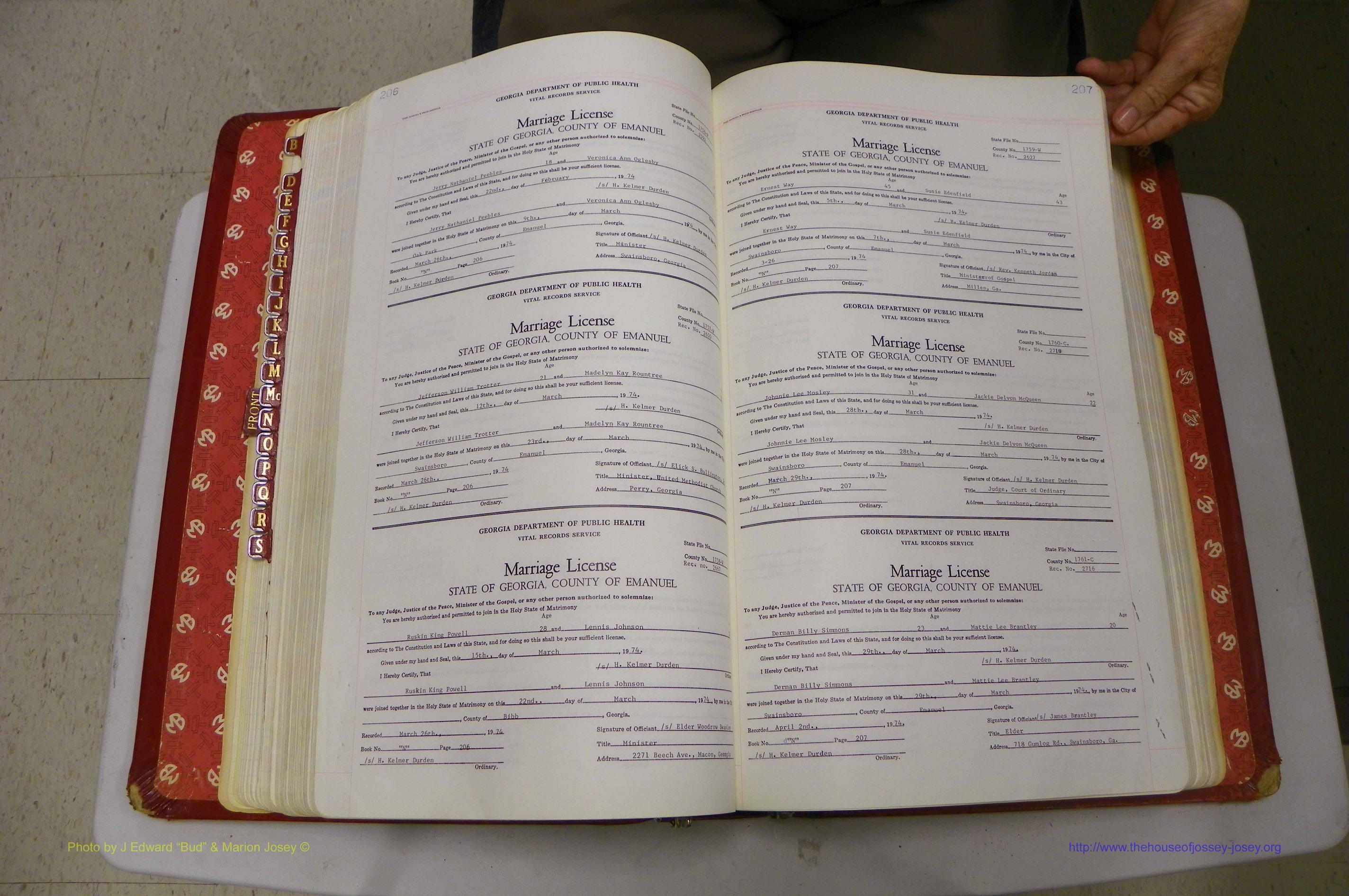 Emanuel Co, GA, Marriages Book N, 1971 - 1979, P 206-207.JPG