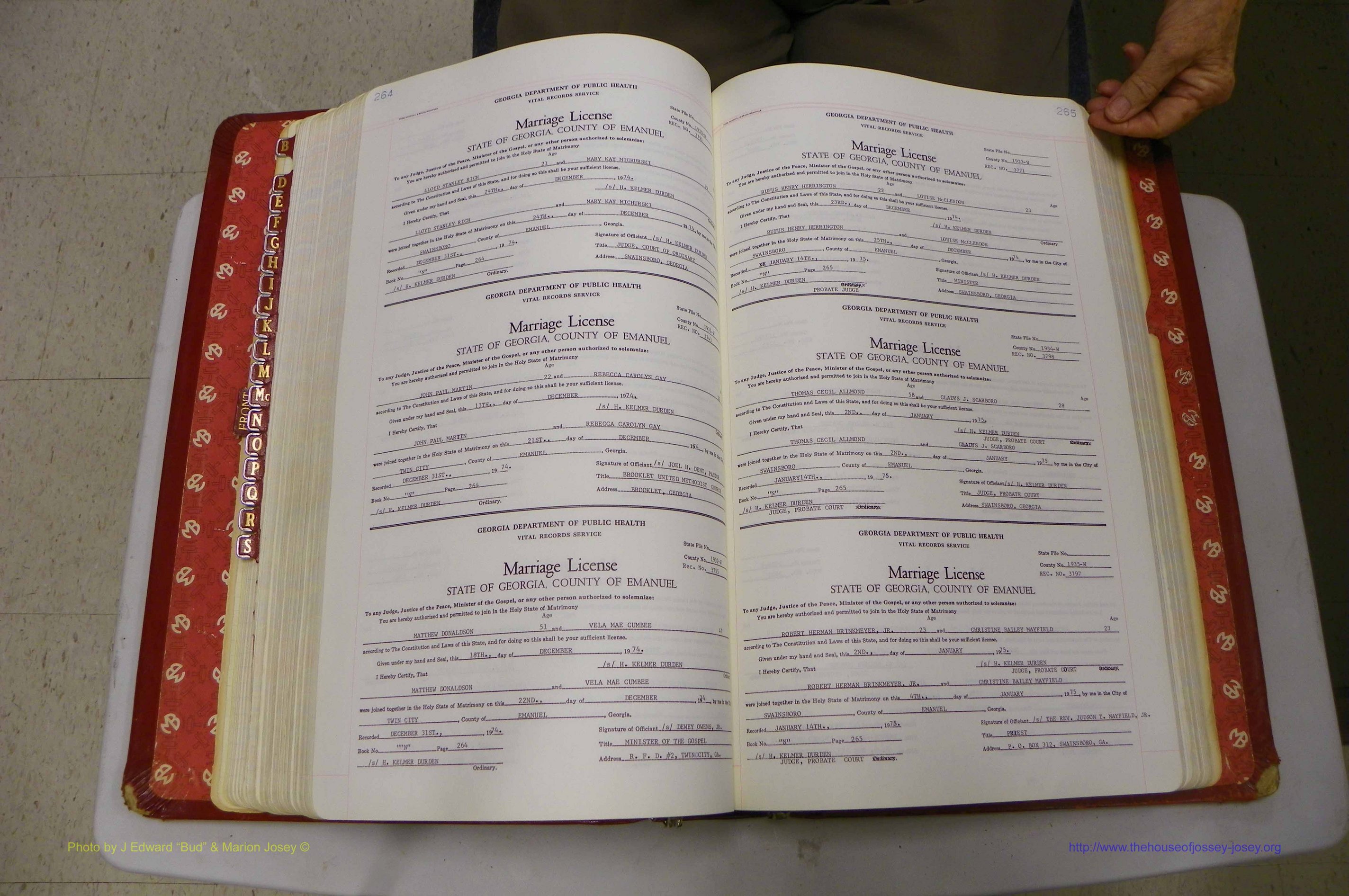 Emanuel Co, GA, Marriages Book N, 1971 - 1979, P 264-265.JPG
