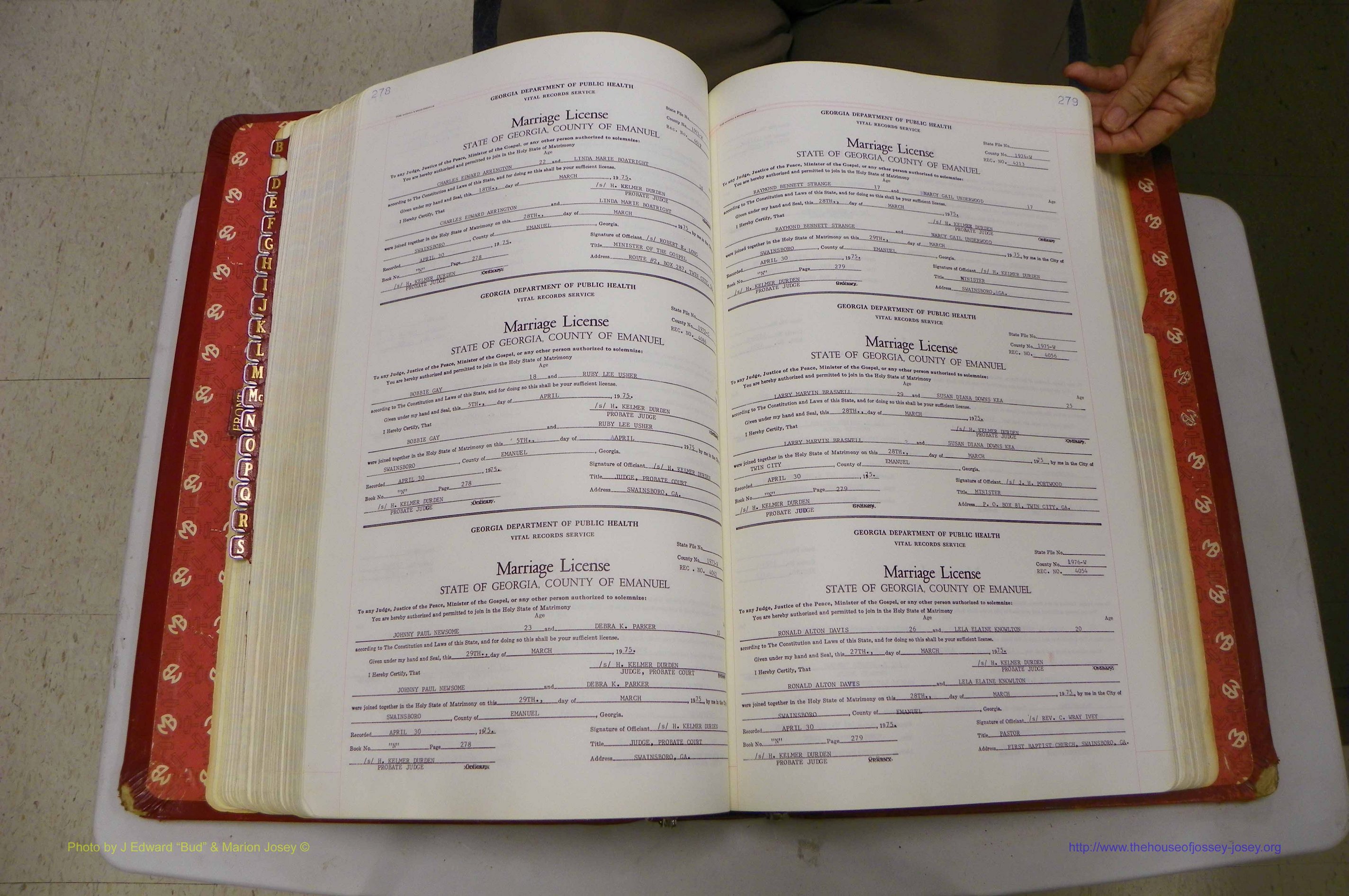 Emanuel Co, GA, Marriages Book N, 1971 - 1979, P 278-279.JPG