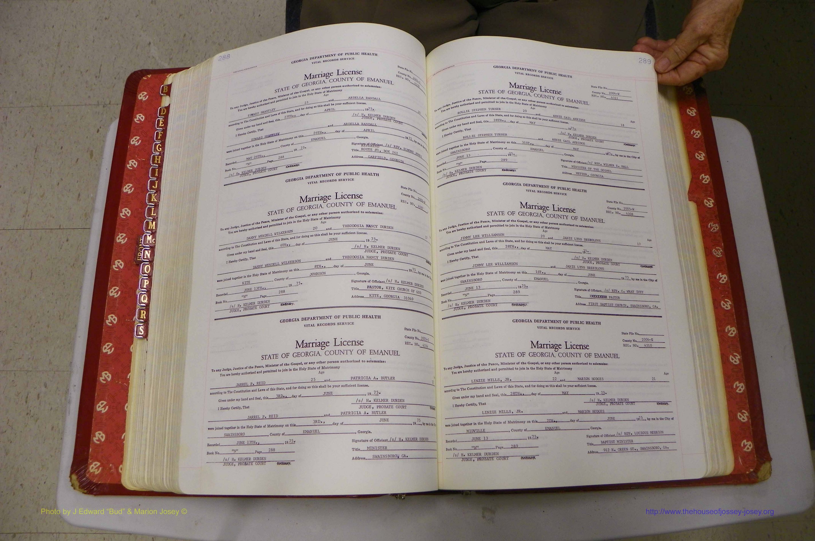 Emanuel Co, GA, Marriages Book N, 1971 - 1979, P 288-289.JPG