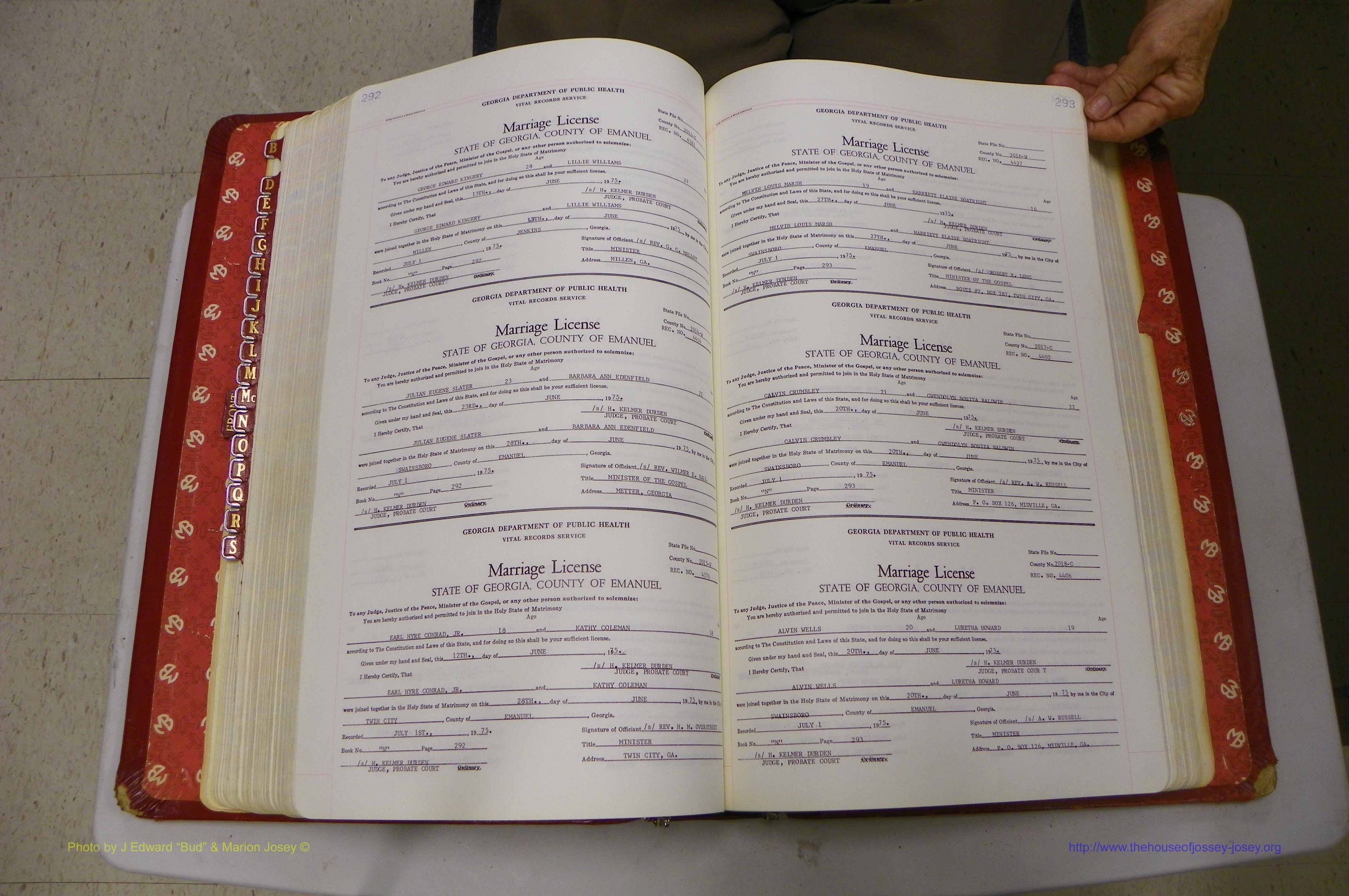 Emanuel Co, GA, Marriages Book N, 1971 - 1979, P 292-293.JPG