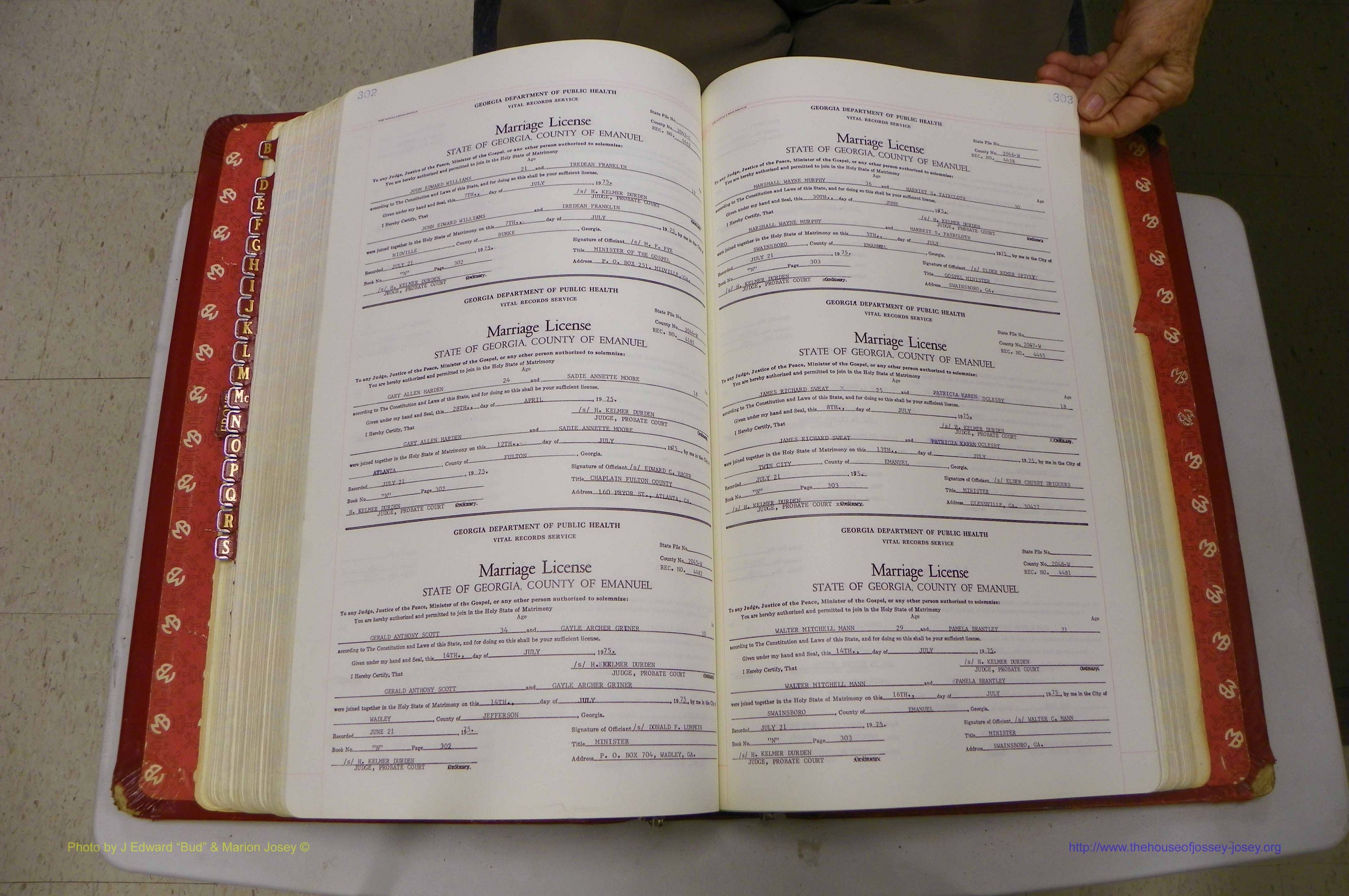 Emanuel Co, GA, Marriages Book N, 1971 - 1979, P 302-303.JPG