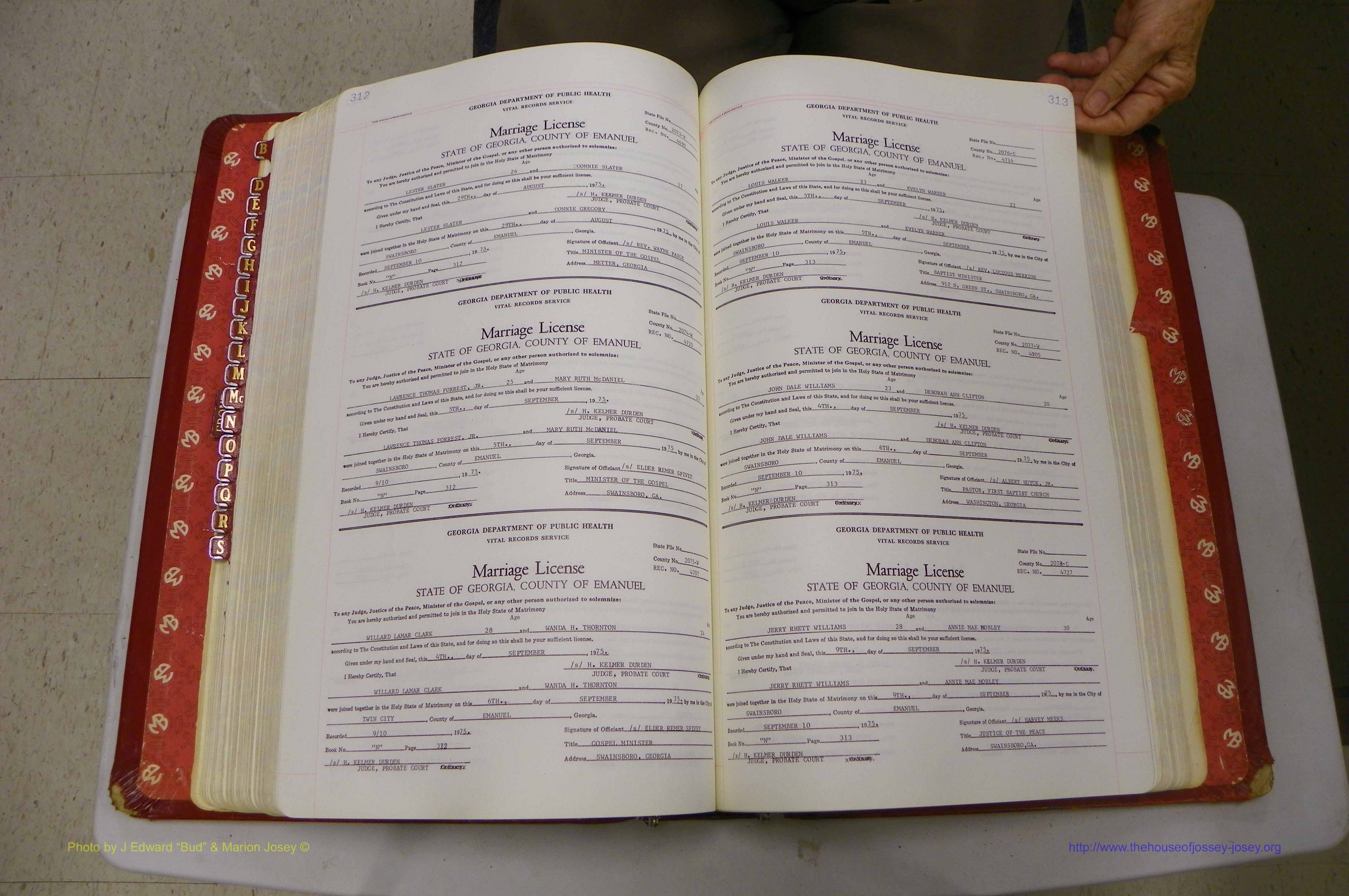 Emanuel Co, GA, Marriages Book N, 1971 - 1979, P 312-313.JPG