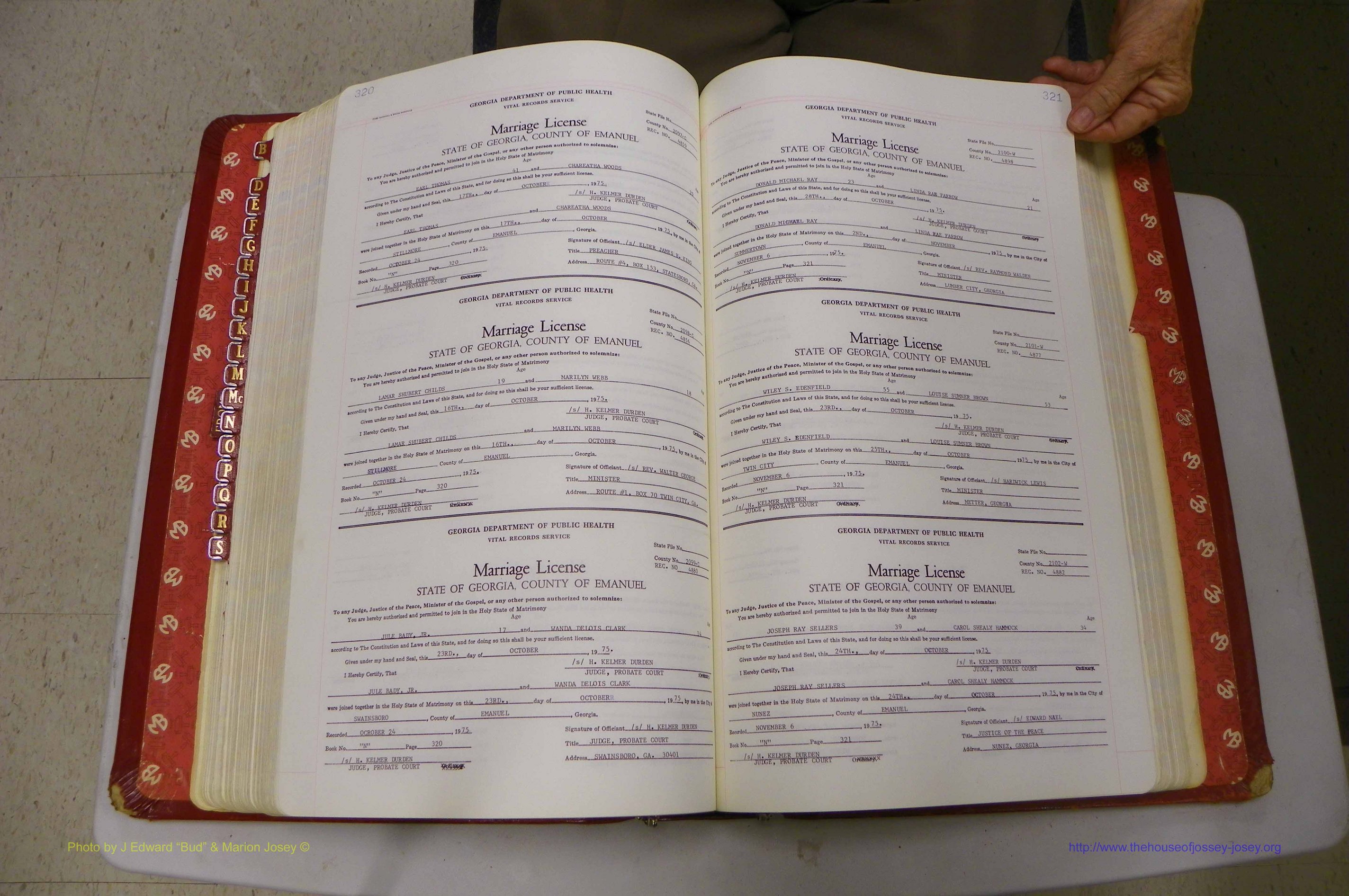 Emanuel Co, GA, Marriages Book N, 1971 - 1979, P 320-321.JPG
