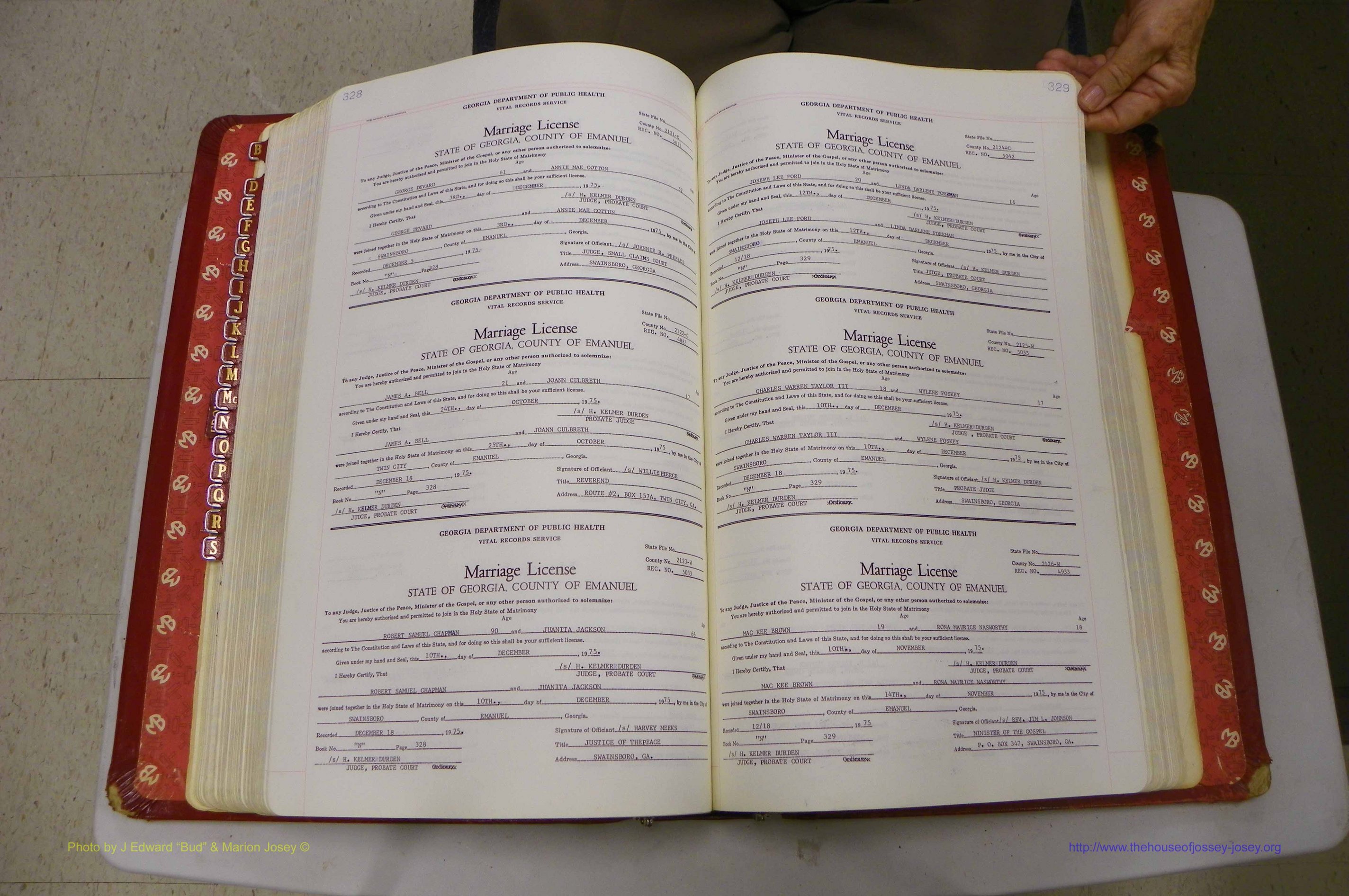 Emanuel Co, GA, Marriages Book N, 1971 - 1979, P 328-329.JPG