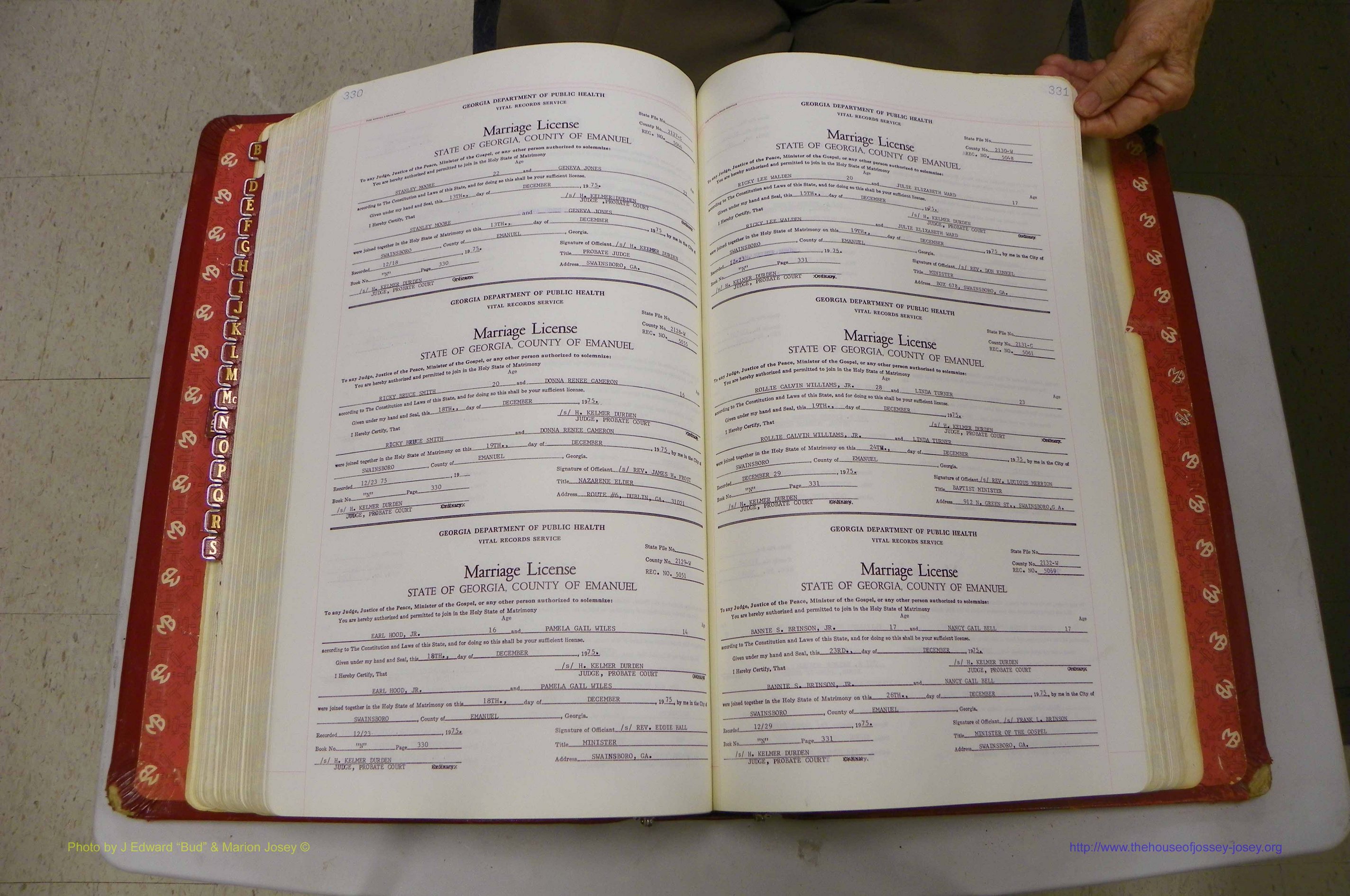 Emanuel Co, GA, Marriages Book N, 1971 - 1979, P 330-331.JPG