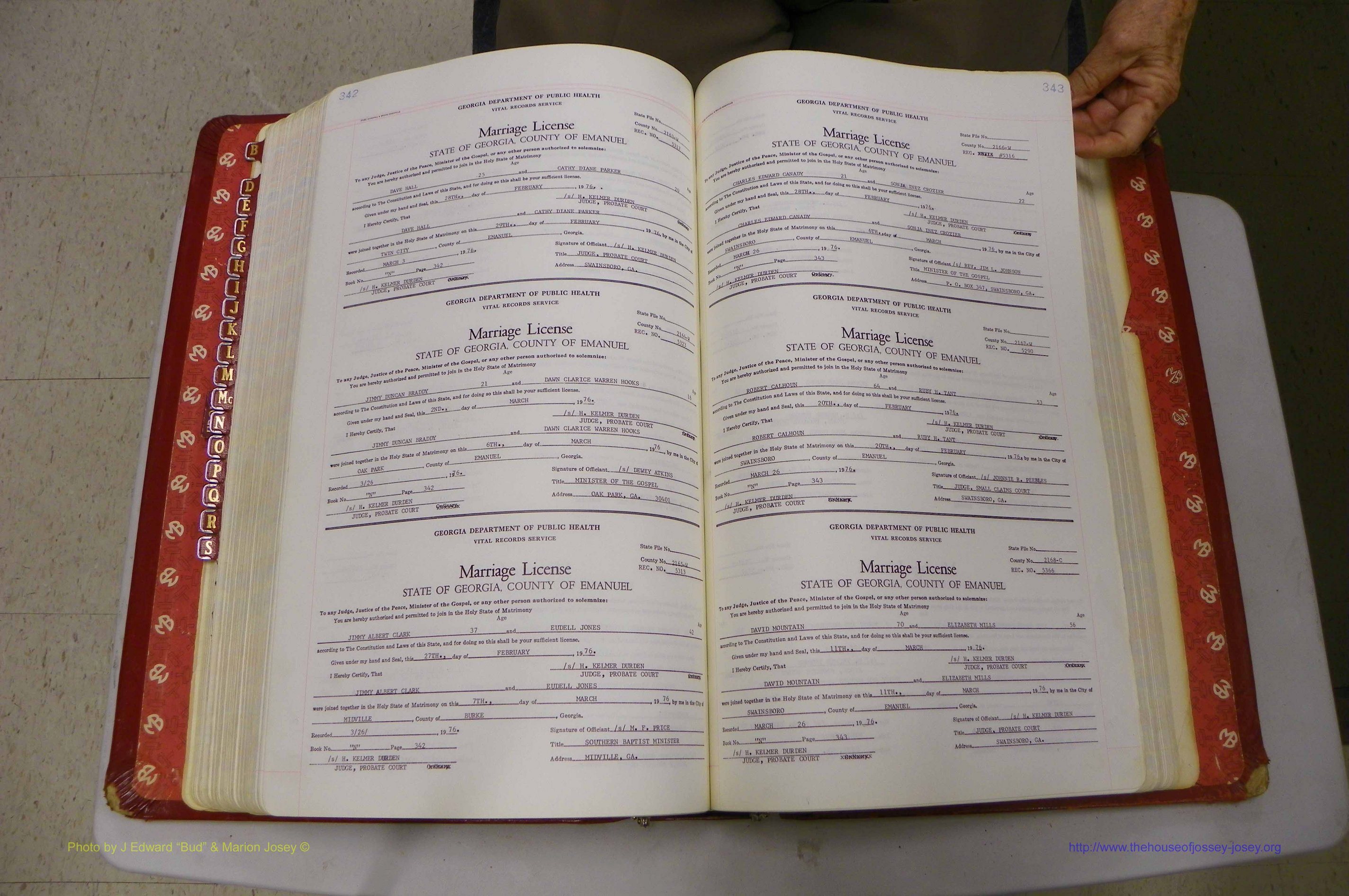 Emanuel Co, GA, Marriages Book N, 1971 - 1979, P 342-343.JPG