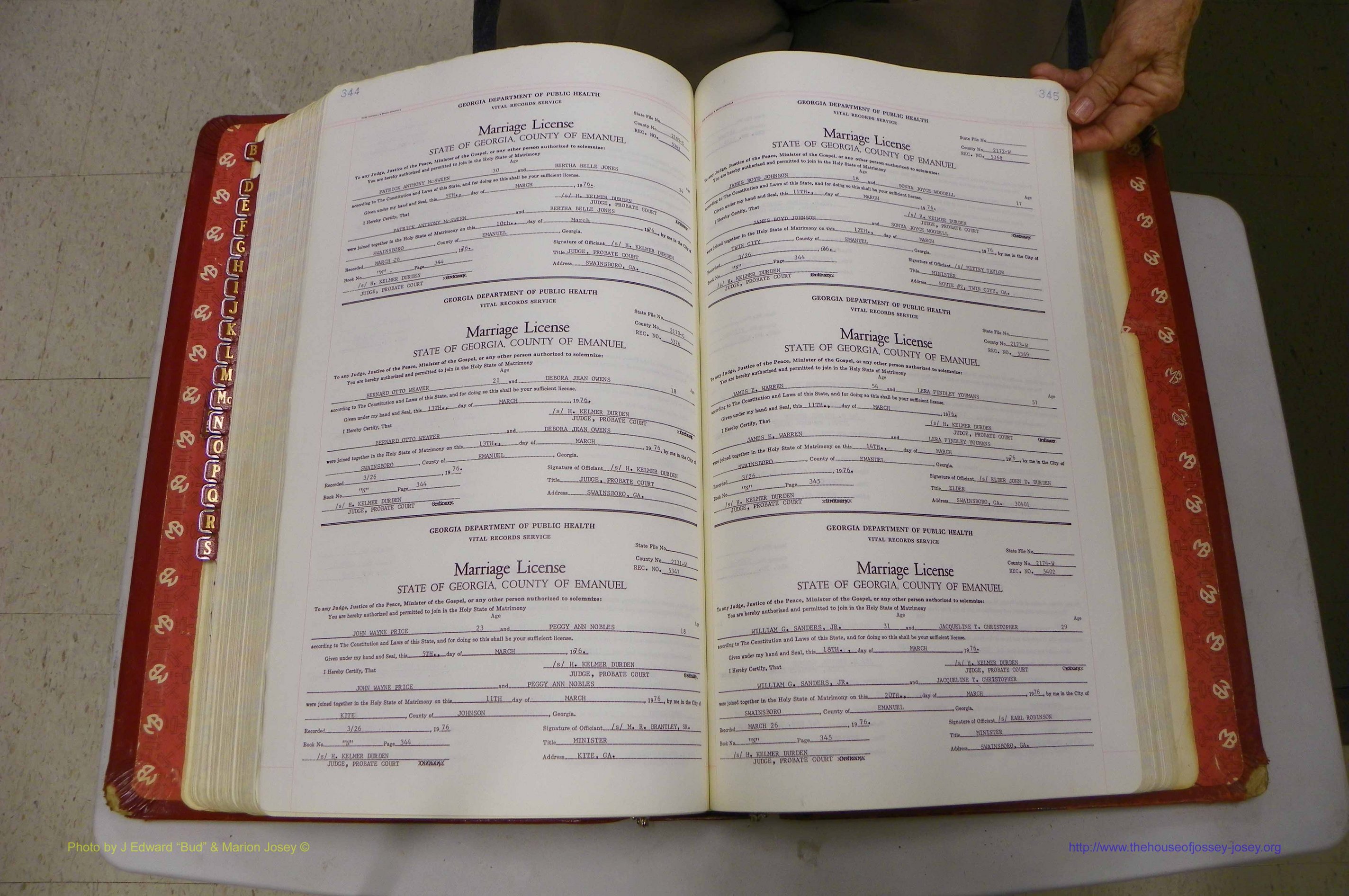 Emanuel Co, GA, Marriages Book N, 1971 - 1979, P 344-345.JPG