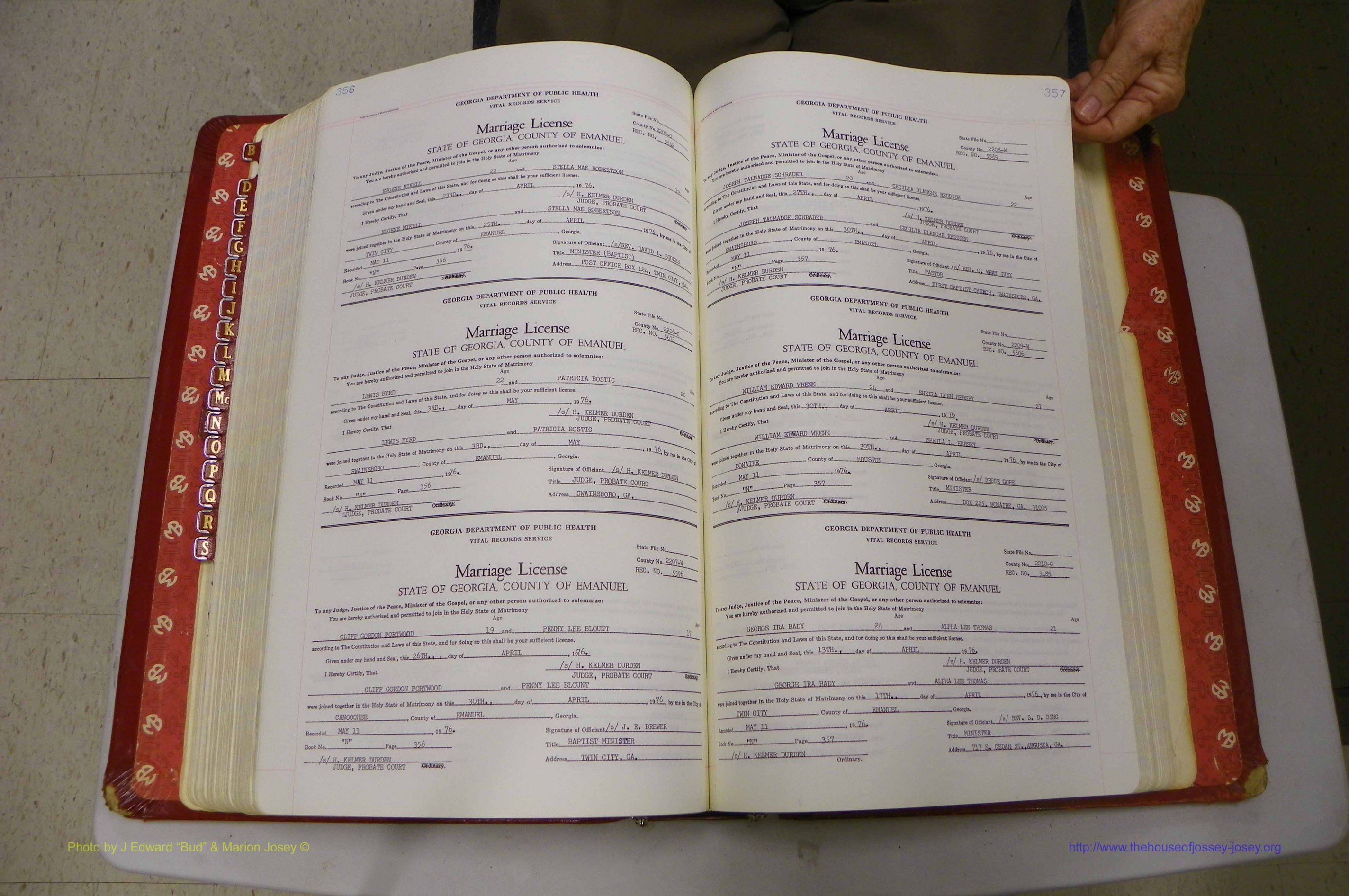 Emanuel Co, GA, Marriages Book N, 1971 - 1979, P 356-357.JPG