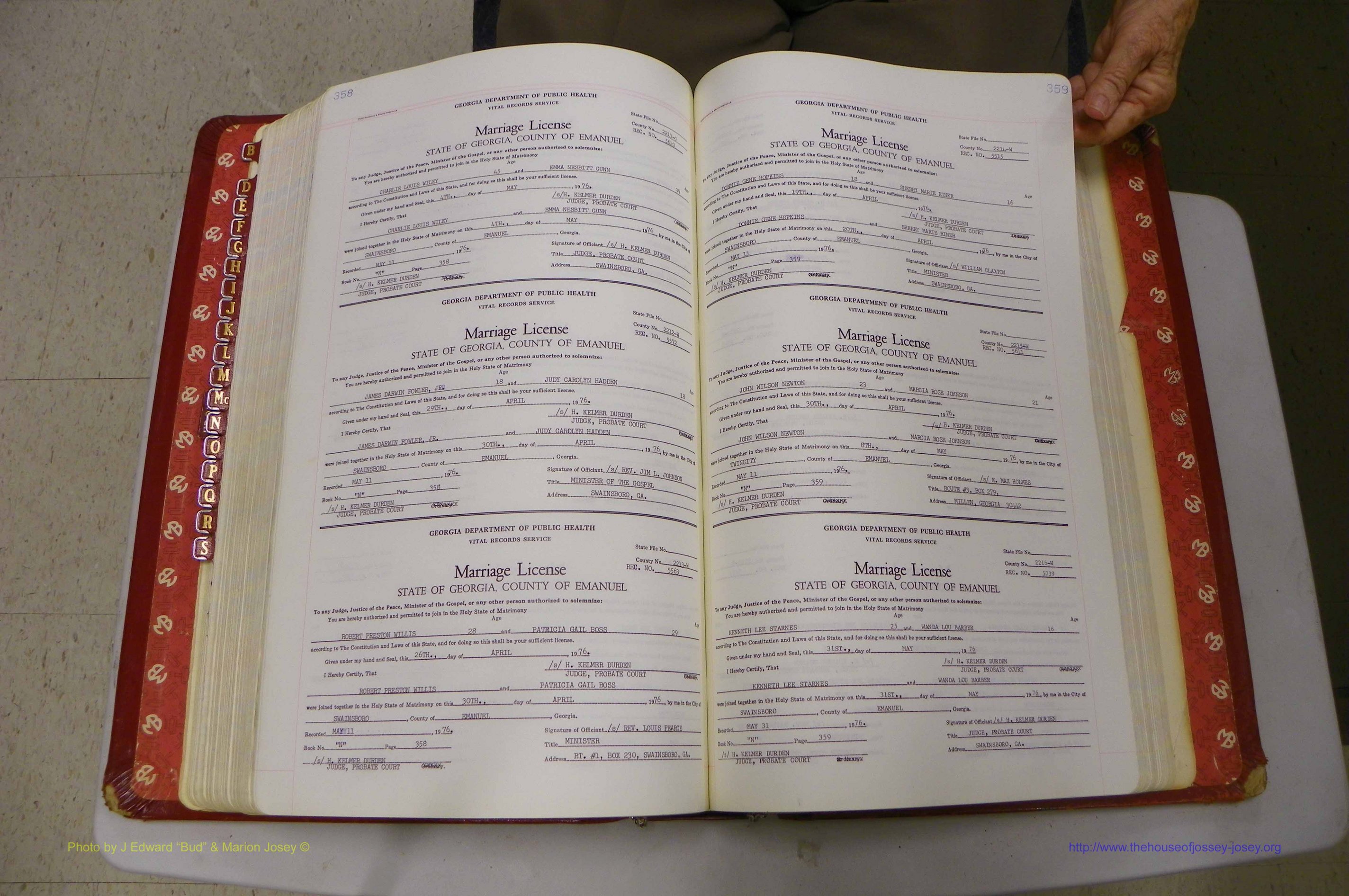 Emanuel Co, GA, Marriages Book N, 1971 - 1979, P 358-359.JPG