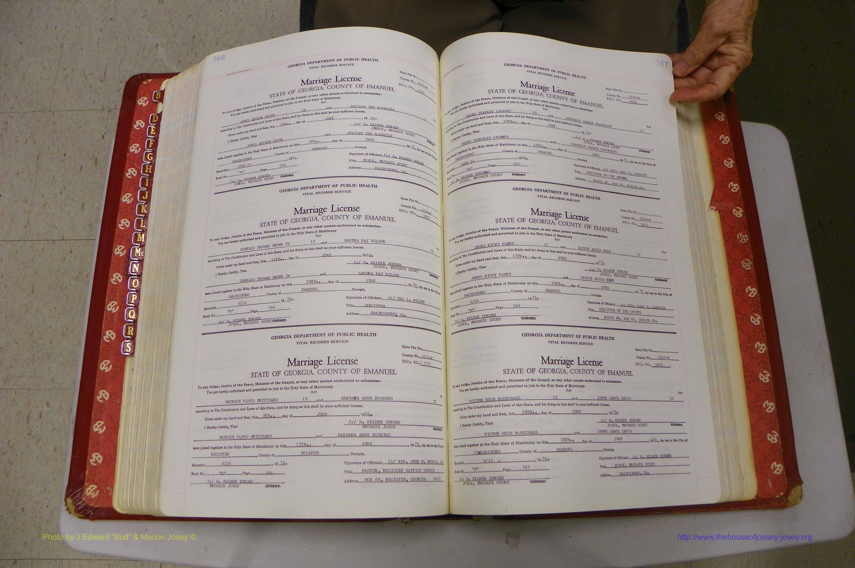 Emanuel Co, GA, Marriages Book N, 1971 - 1979, P 366-367.JPG