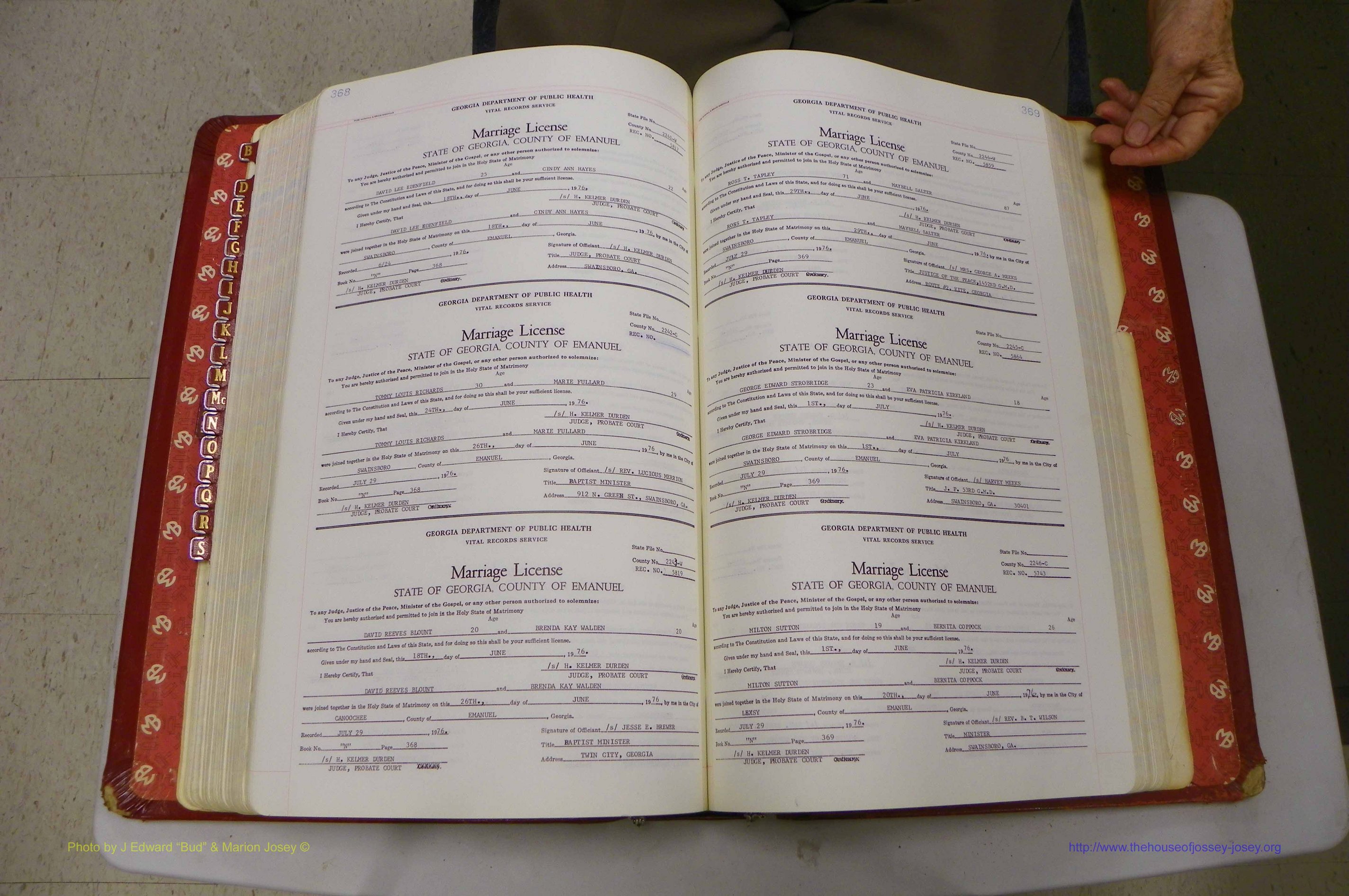 Emanuel Co, GA, Marriages Book N, 1971 - 1979, P 368-369.JPG