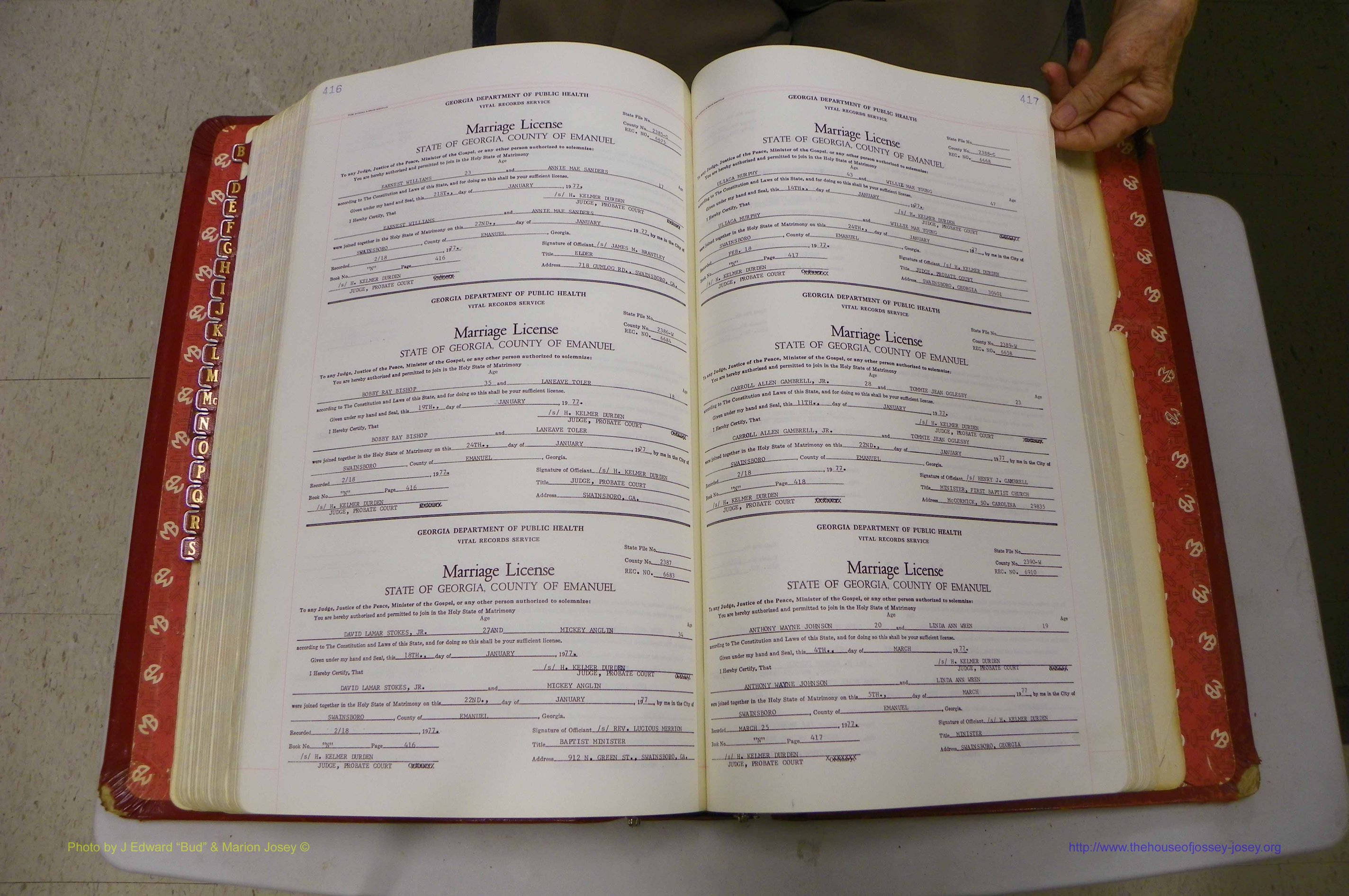 Emanuel Co, GA, Marriages Book N, 1971 - 1979, P 416-417.JPG