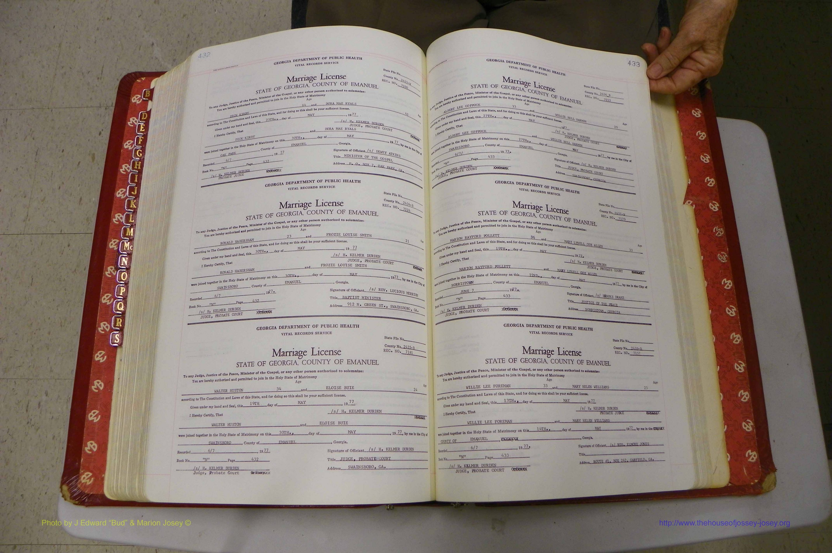 Emanuel Co, GA, Marriages Book N, 1971 - 1979, P 432-433.JPG