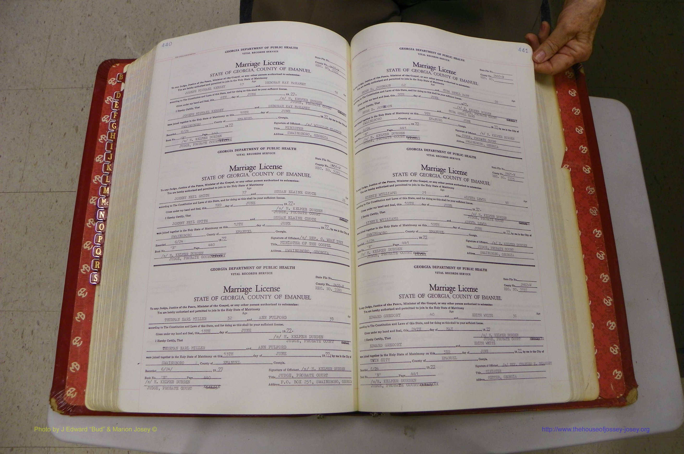 Emanuel Co, GA, Marriages Book N, 1971 - 1979, P 440-441.JPG