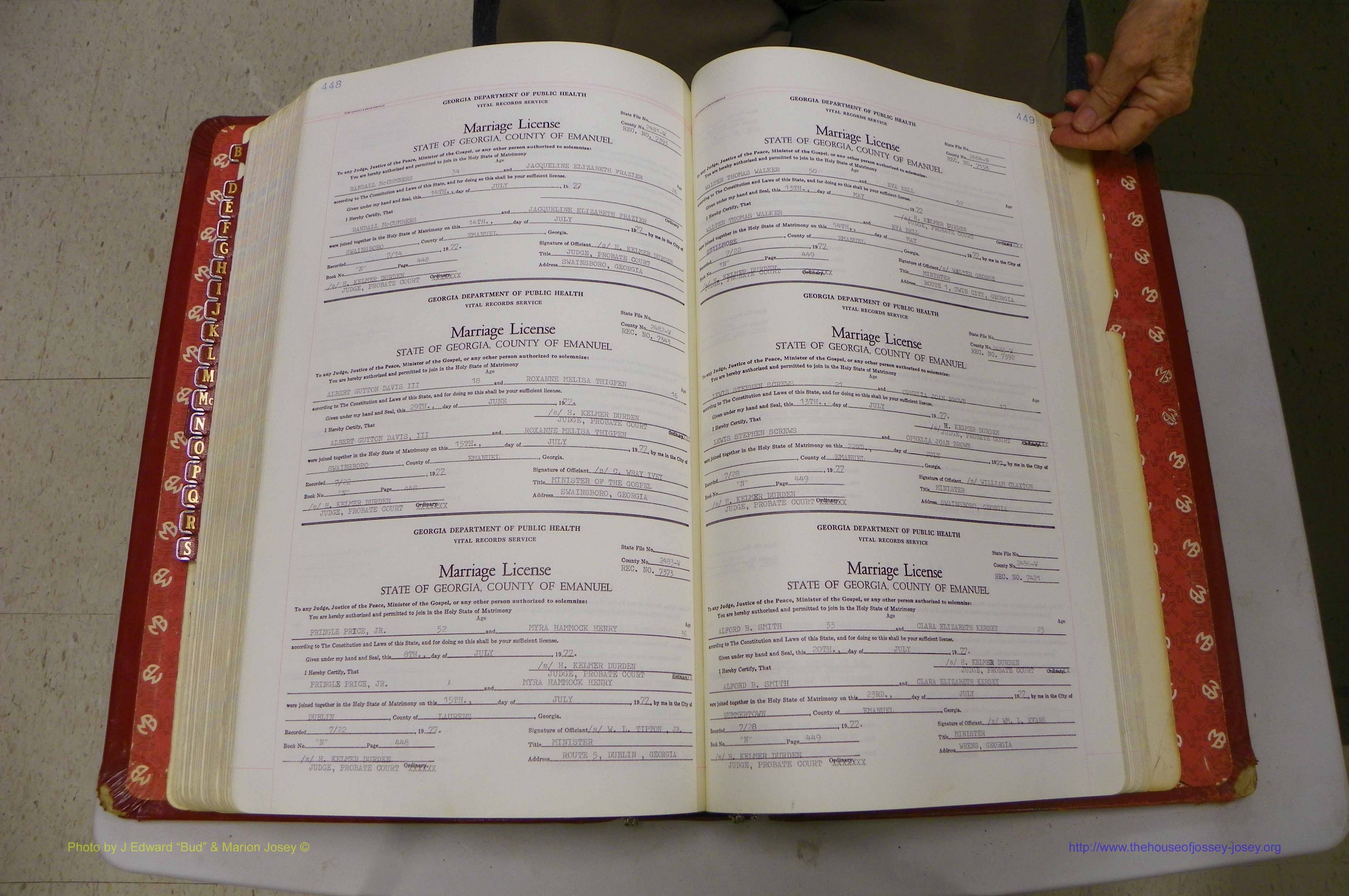 Emanuel Co, GA, Marriages Book N, 1971 - 1979, P 448-449.JPG