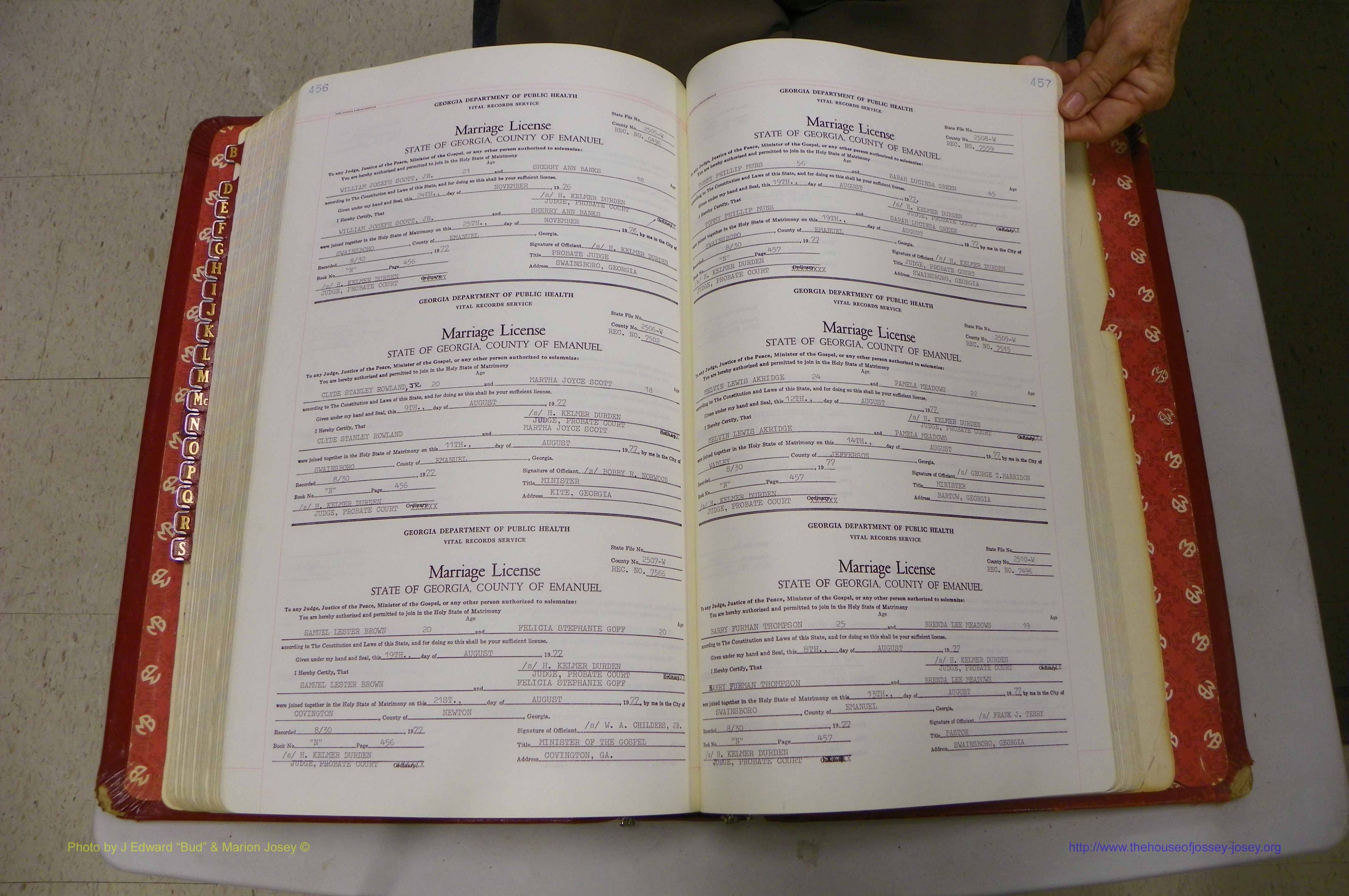 Emanuel Co, GA, Marriages Book N, 1971 - 1979, P 456-457.JPG