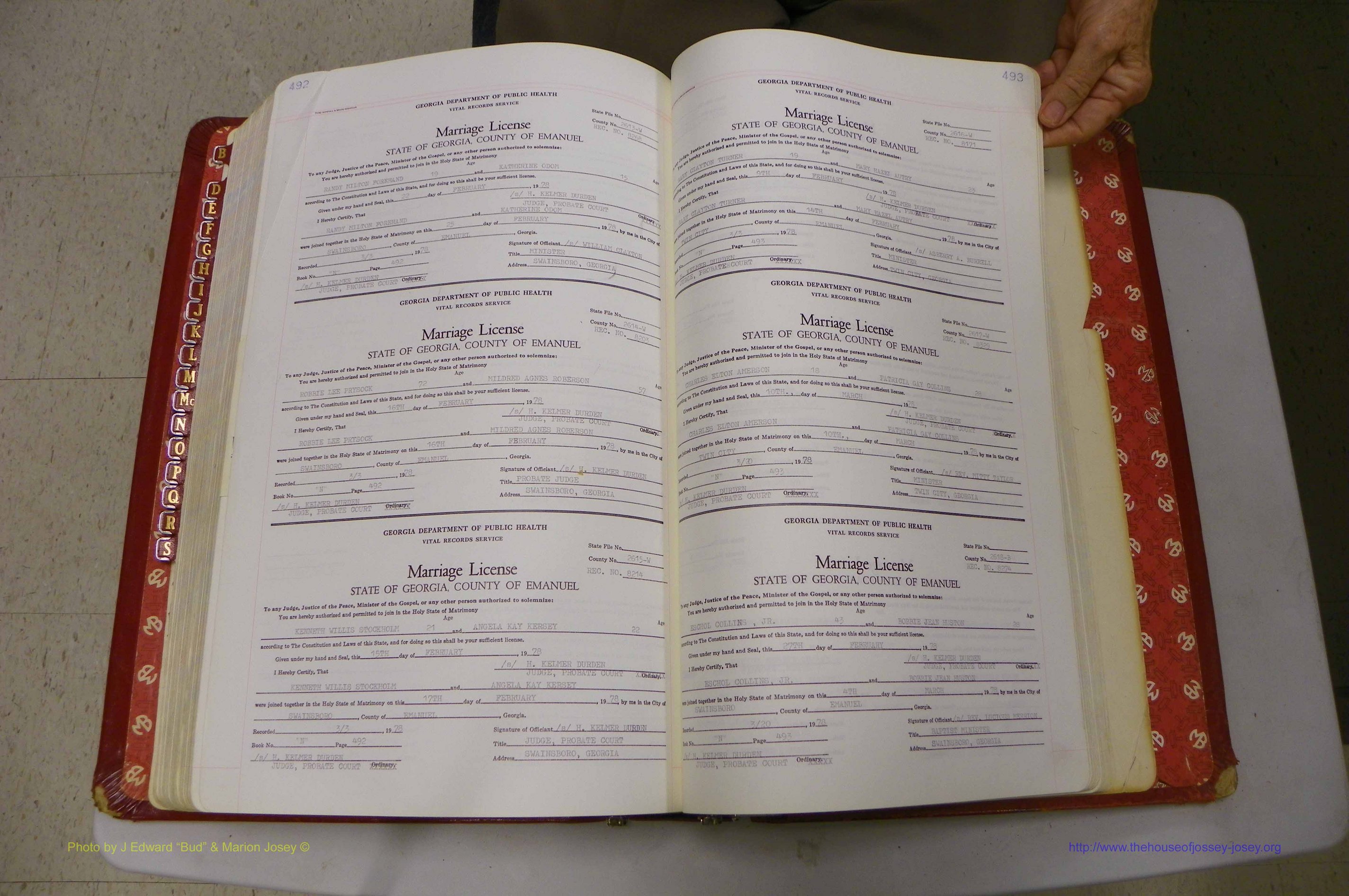 Emanuel Co, GA, Marriages Book N, 1971 - 1979, P 492-493.JPG