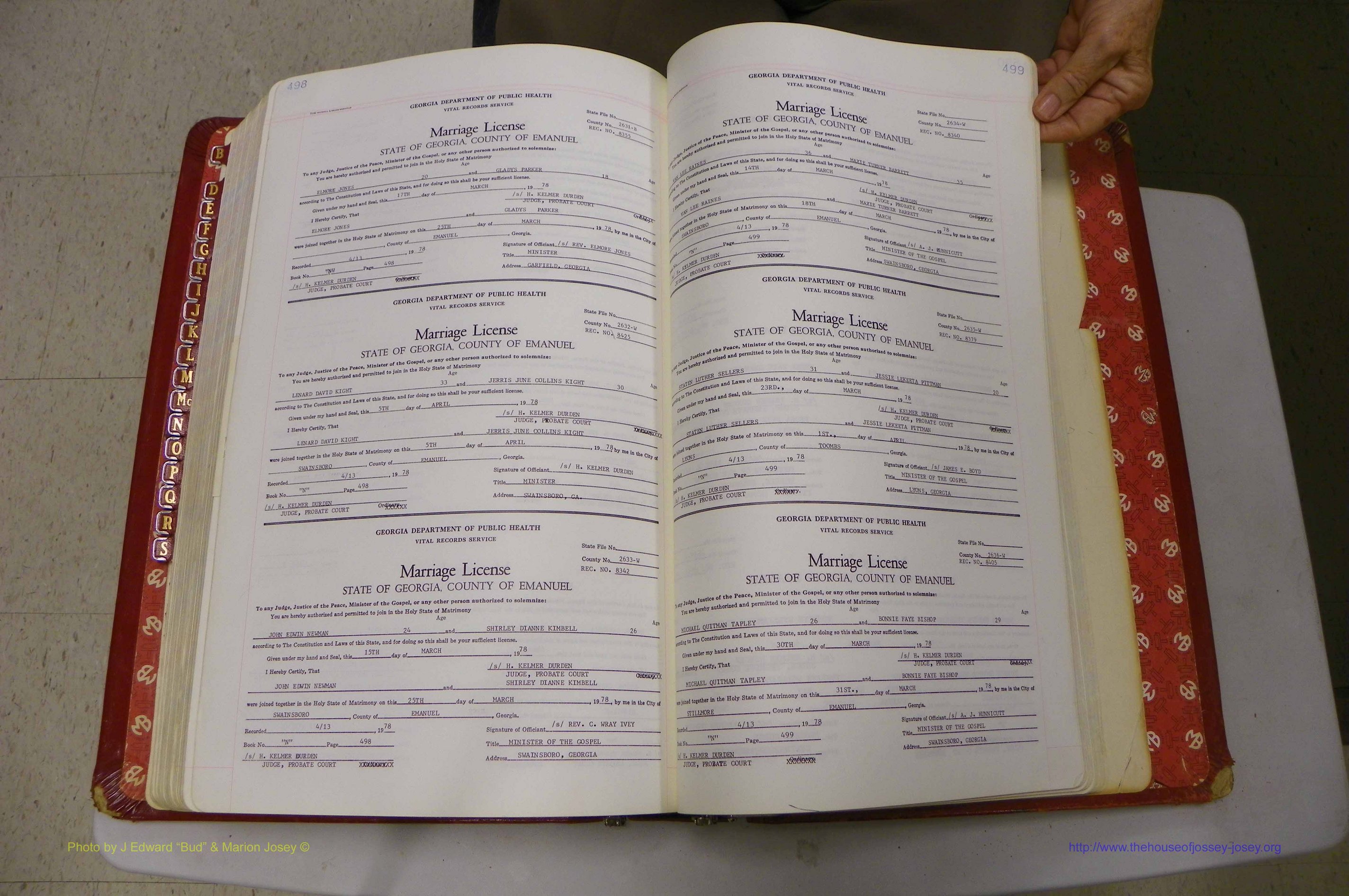 Emanuel Co, GA, Marriages Book N, 1971 - 1979, P 498-499.JPG