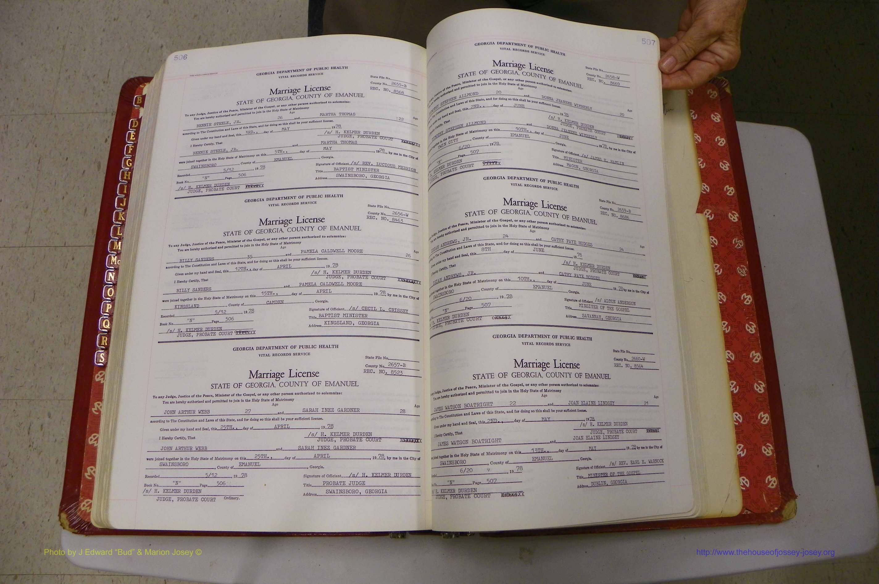Emanuel Co, GA, Marriages Book N, 1971 - 1979, P 506-507.JPG