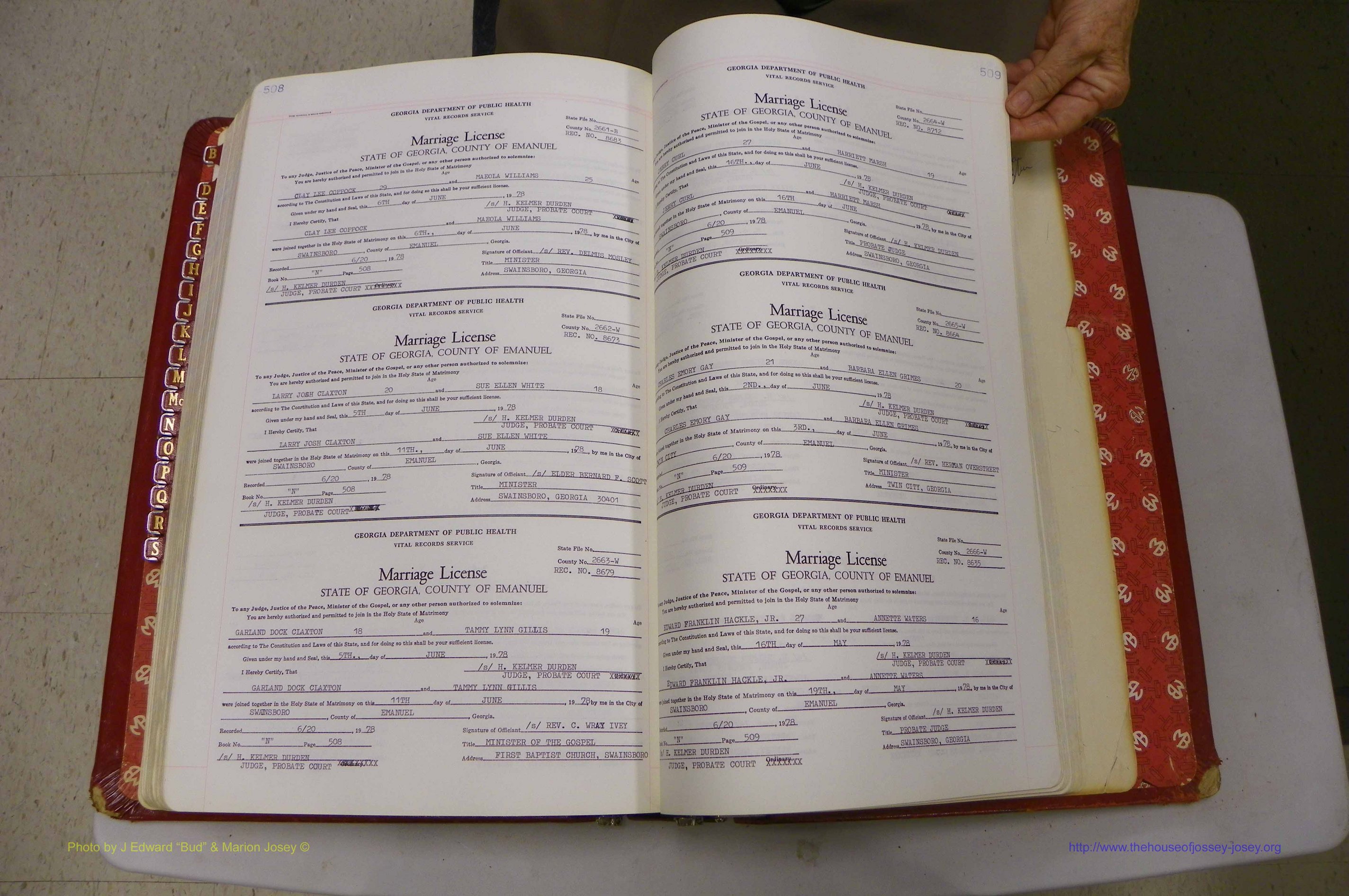Emanuel Co, GA, Marriages Book N, 1971 - 1979, P 508-509.JPG
