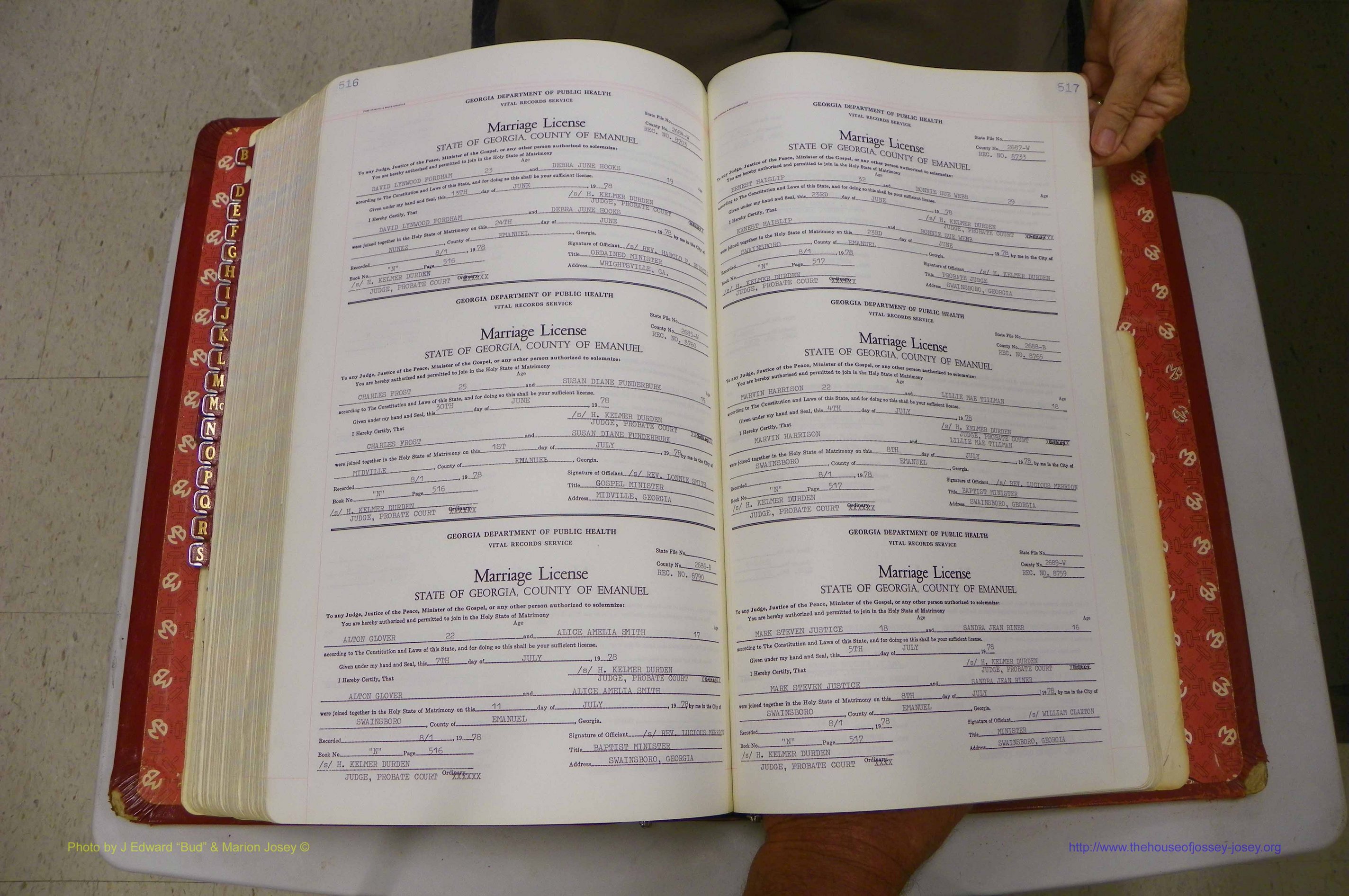 Emanuel Co, GA, Marriages Book N, 1971 - 1979, P 516-517.JPG