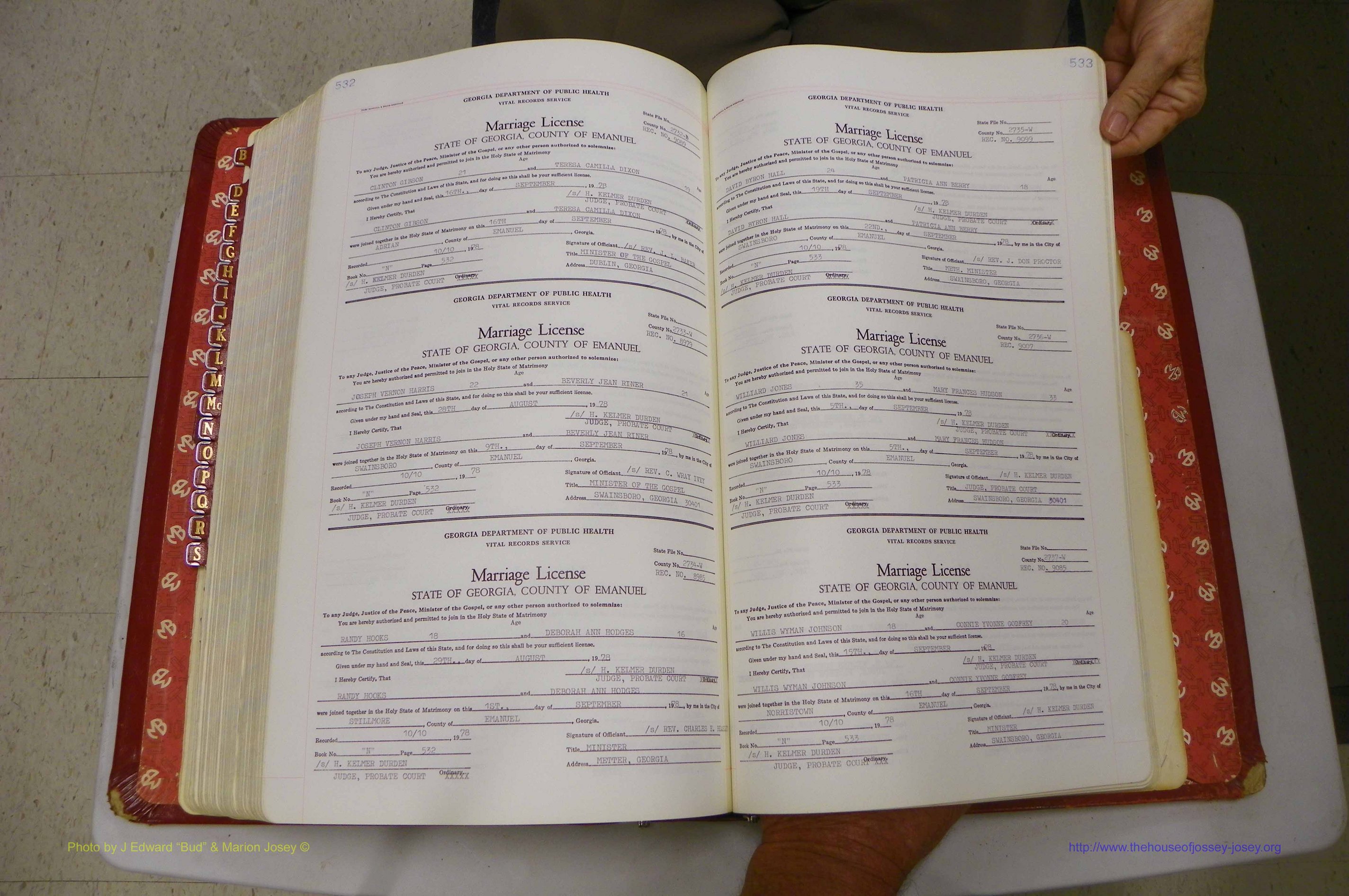 Emanuel Co, GA, Marriages Book N, 1971 - 1979, P 532-533.JPG