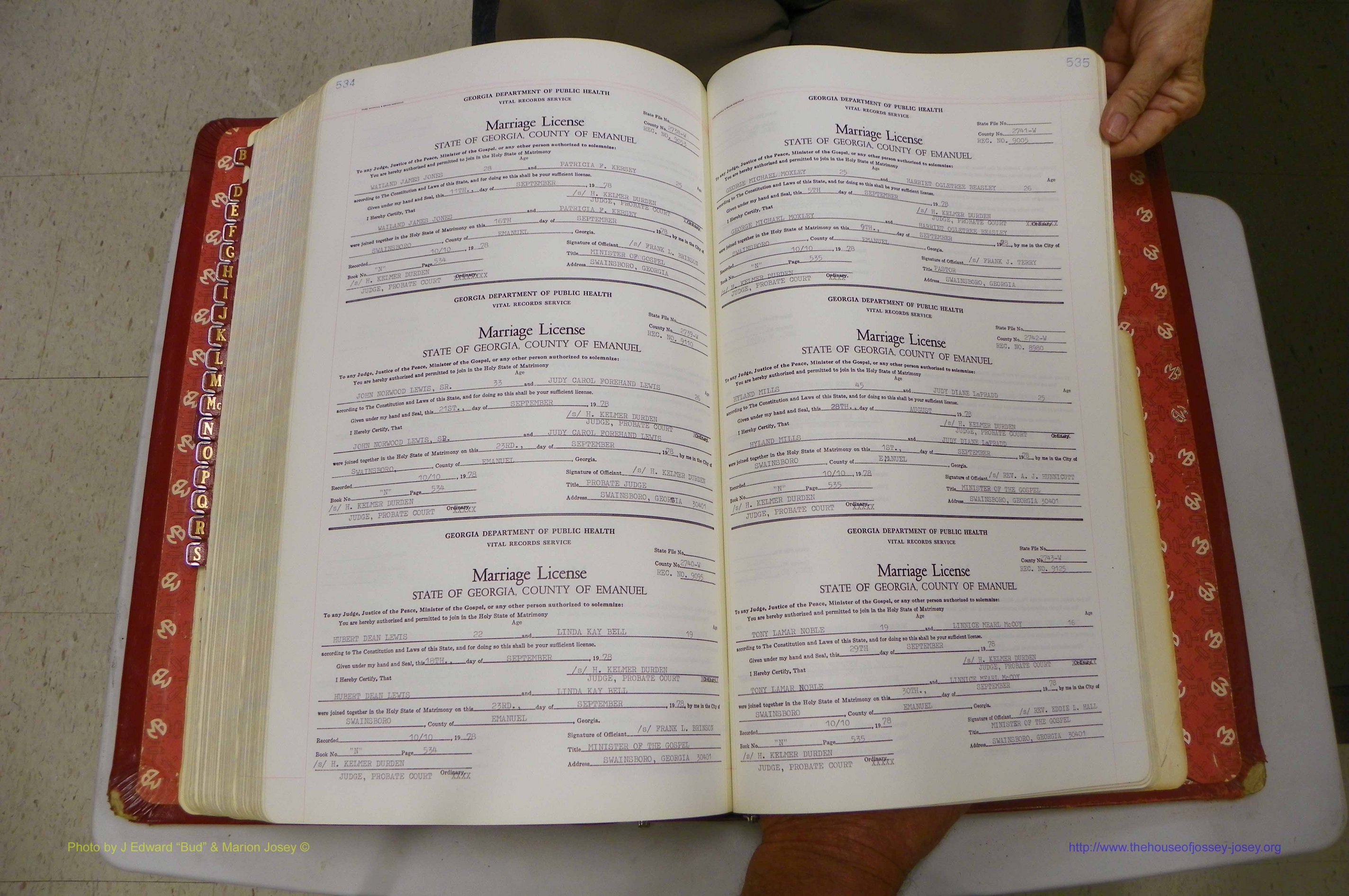 Emanuel Co, GA, Marriages Book N, 1971 - 1979, P 534-535.JPG