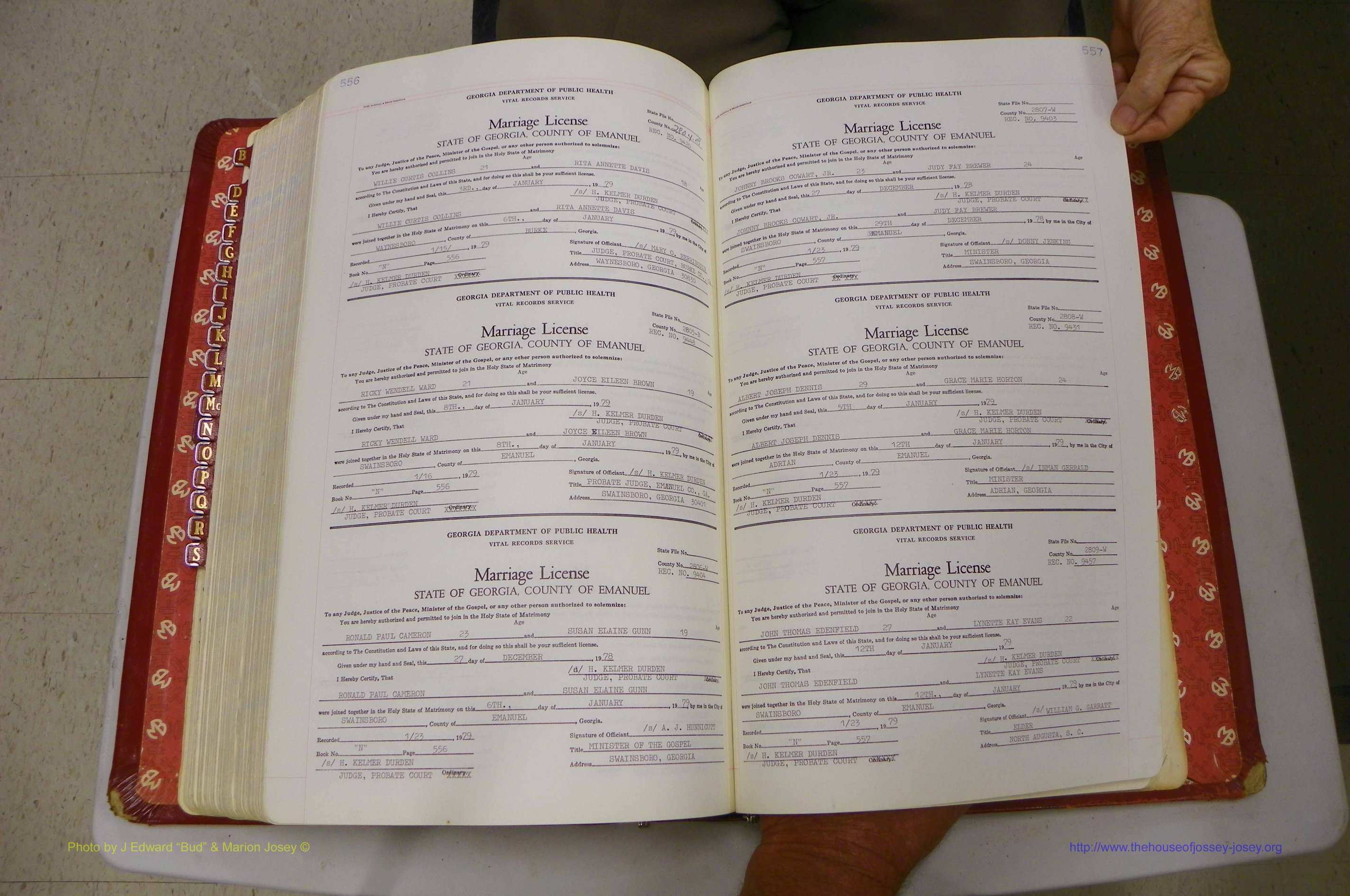 Emanuel Co, GA, Marriages Book N, 1971 - 1979, P 556-557.JPG
