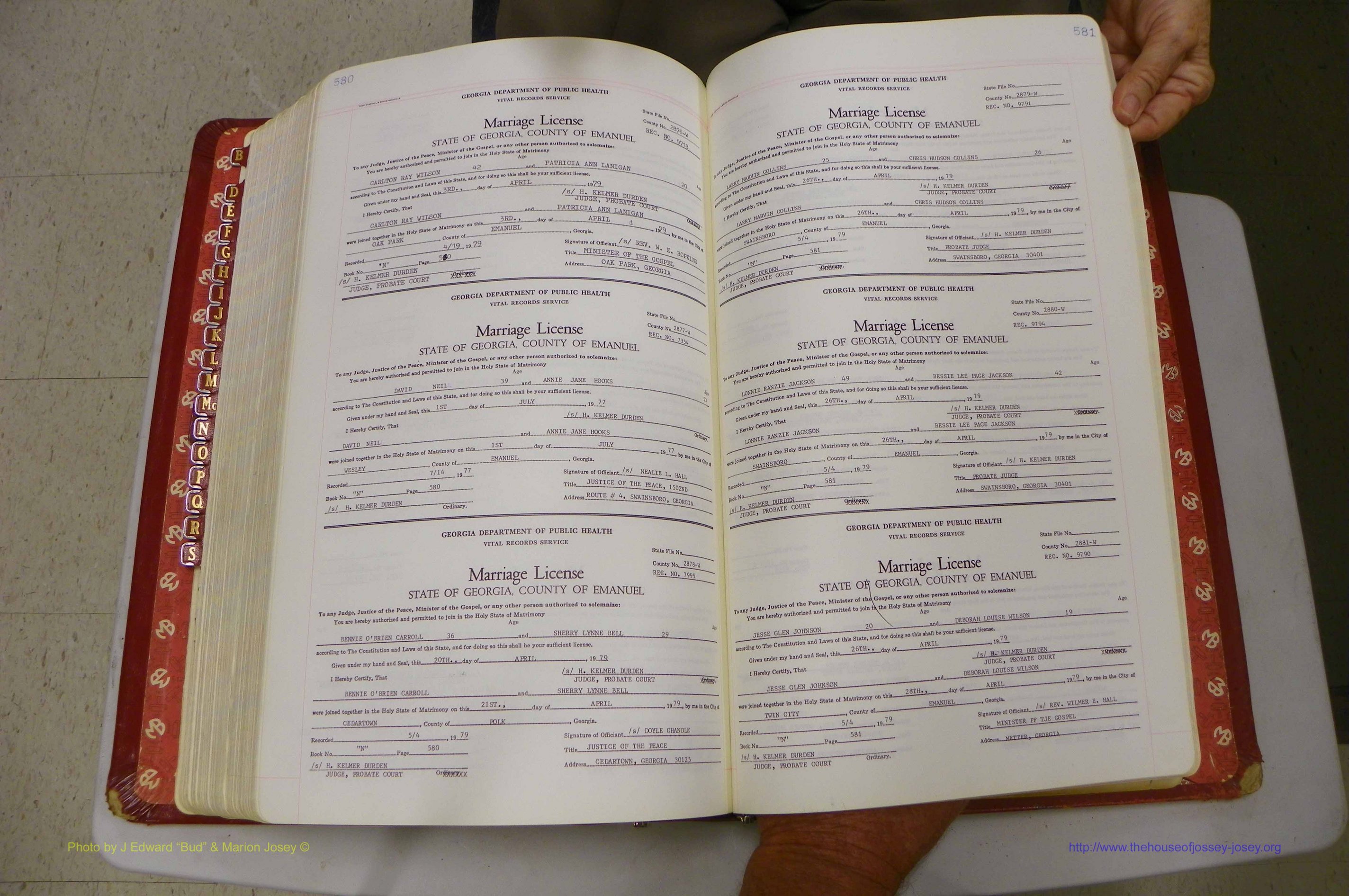 Emanuel Co, GA, Marriages Book N, 1971 - 1979, P 580-581.JPG